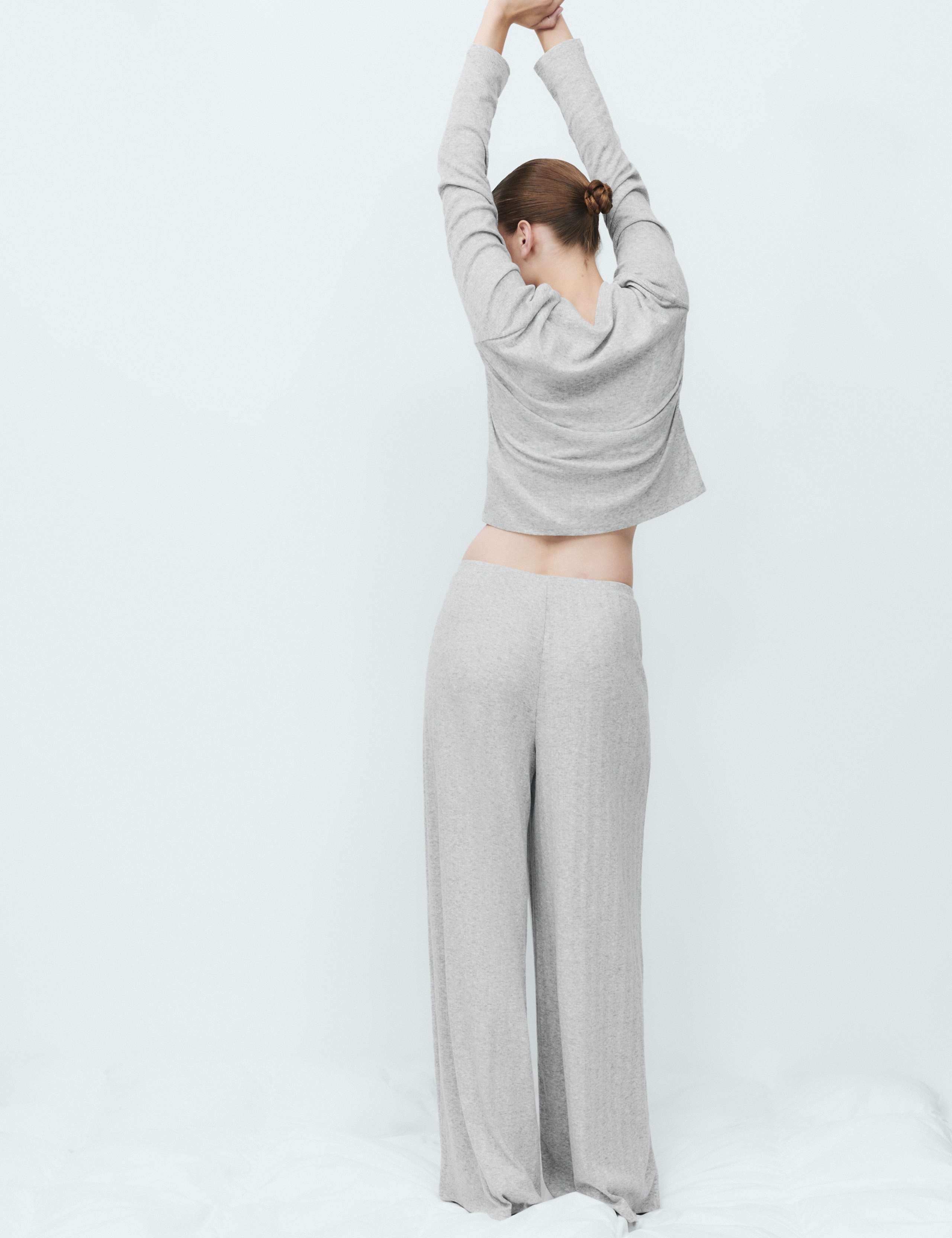 Cotton Blend Pointelle Lounge Cardigan & Bottom Set 4 of 6