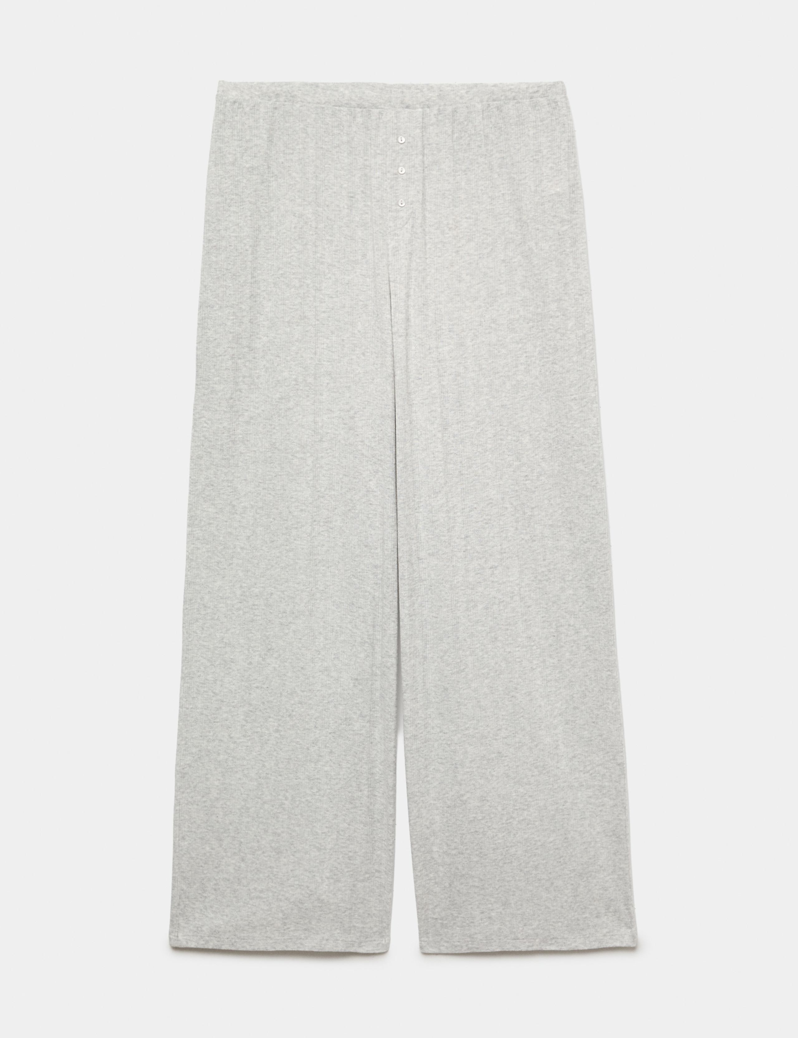 Cotton Blend Pointelle Lounge Cardigan & Bottom Set 1 of 6