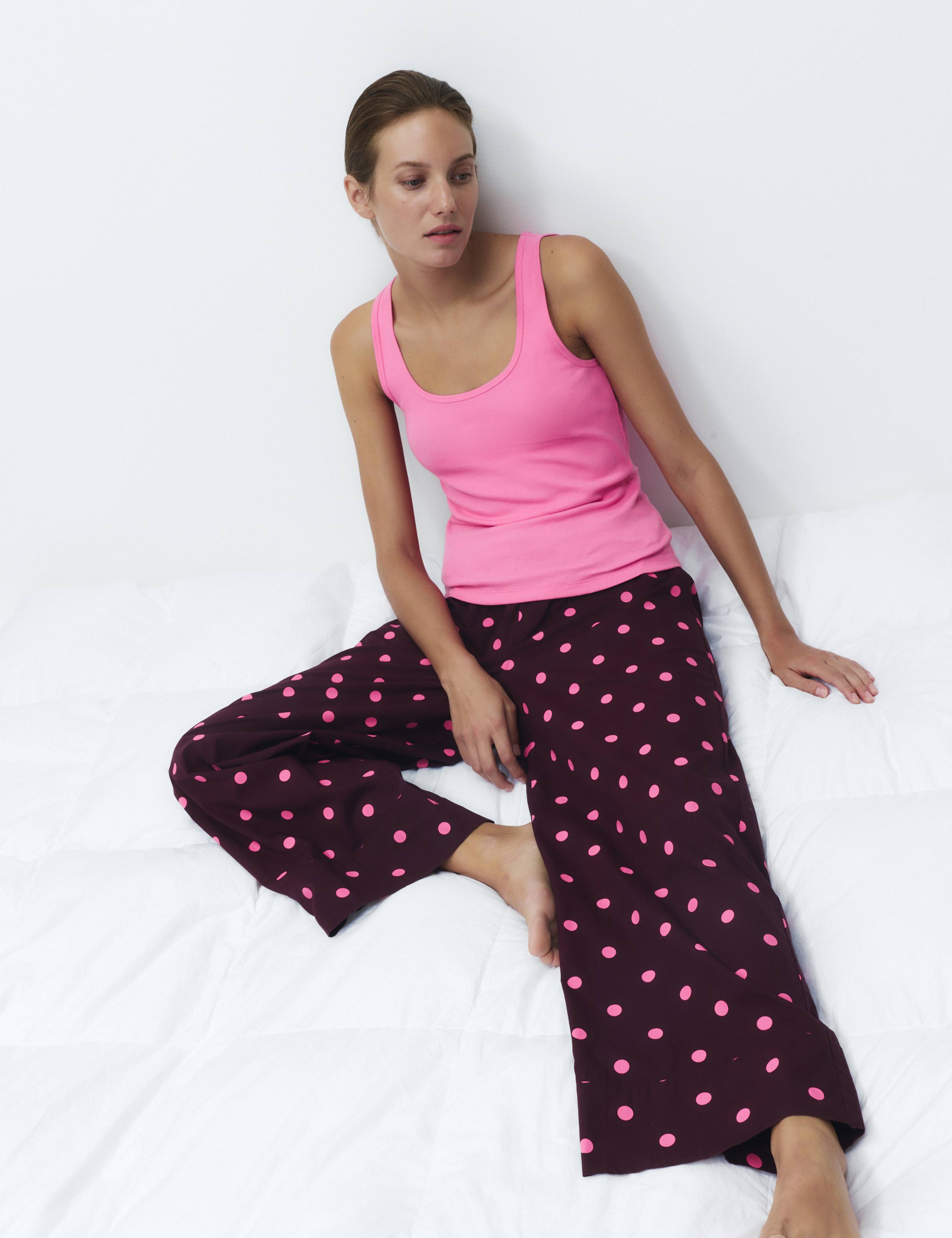 Poplin Striped Wide Leg Pyjama Bottoms