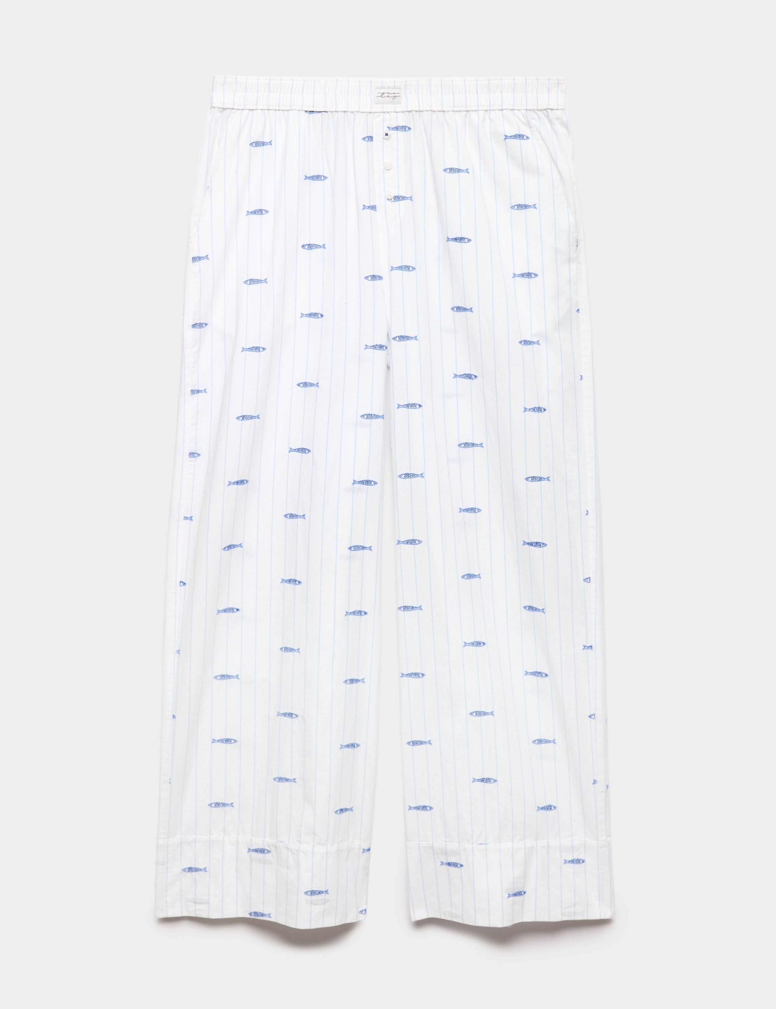 Pure Cotton Poplin Embroidered Pyjama Bottoms