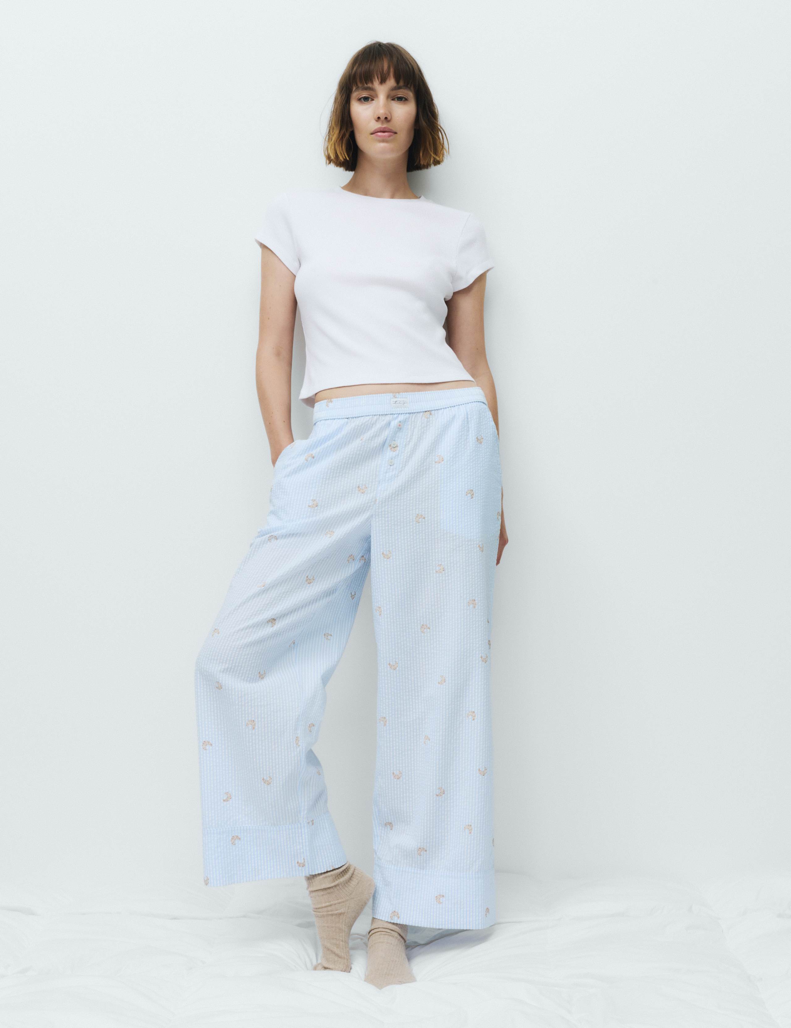 Cotton Modal Ribbed Pyjama T-Shirt Set 6 of 6