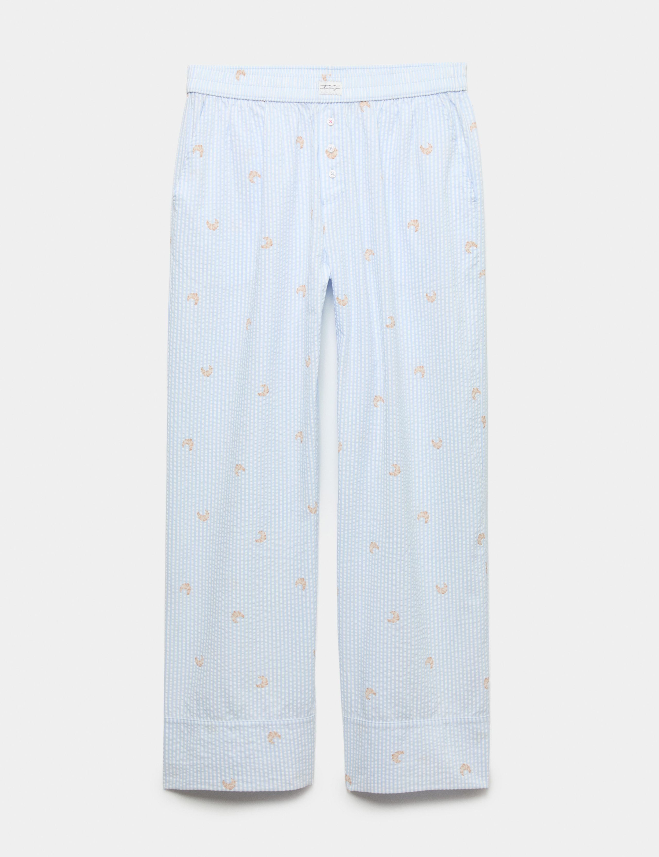 Cotton Modal Seersucker Chilli Pyjama Bottoms