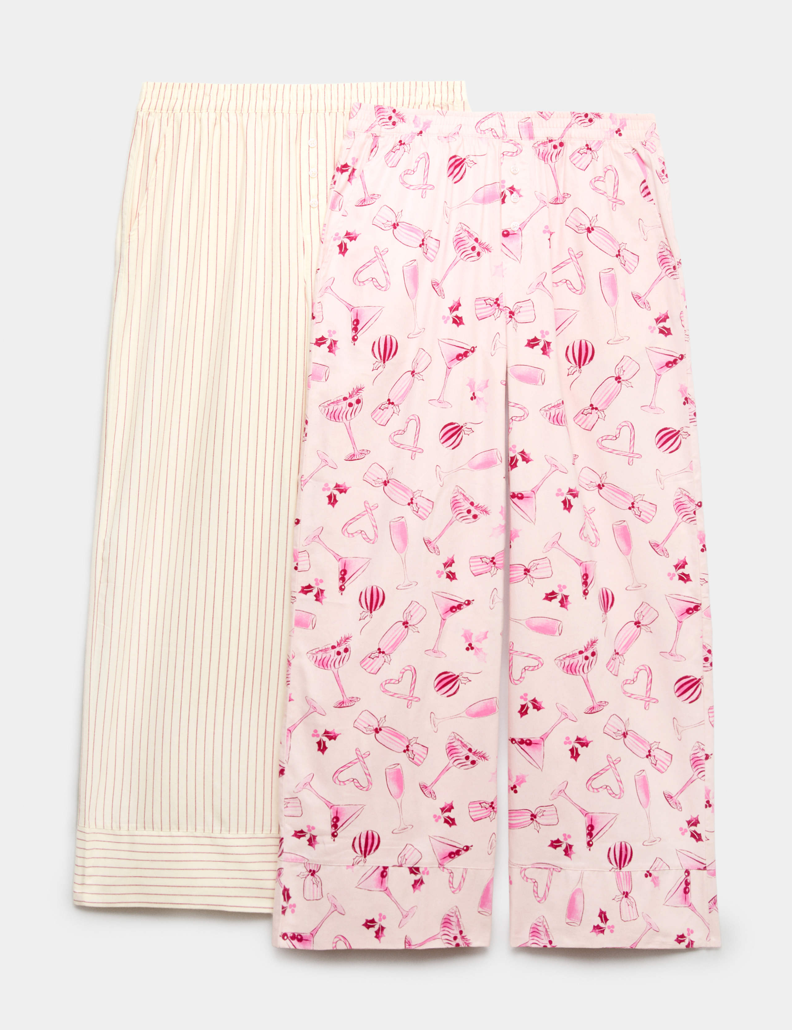 2 Pack Pure Cotton Printed Pyjama Bottoms