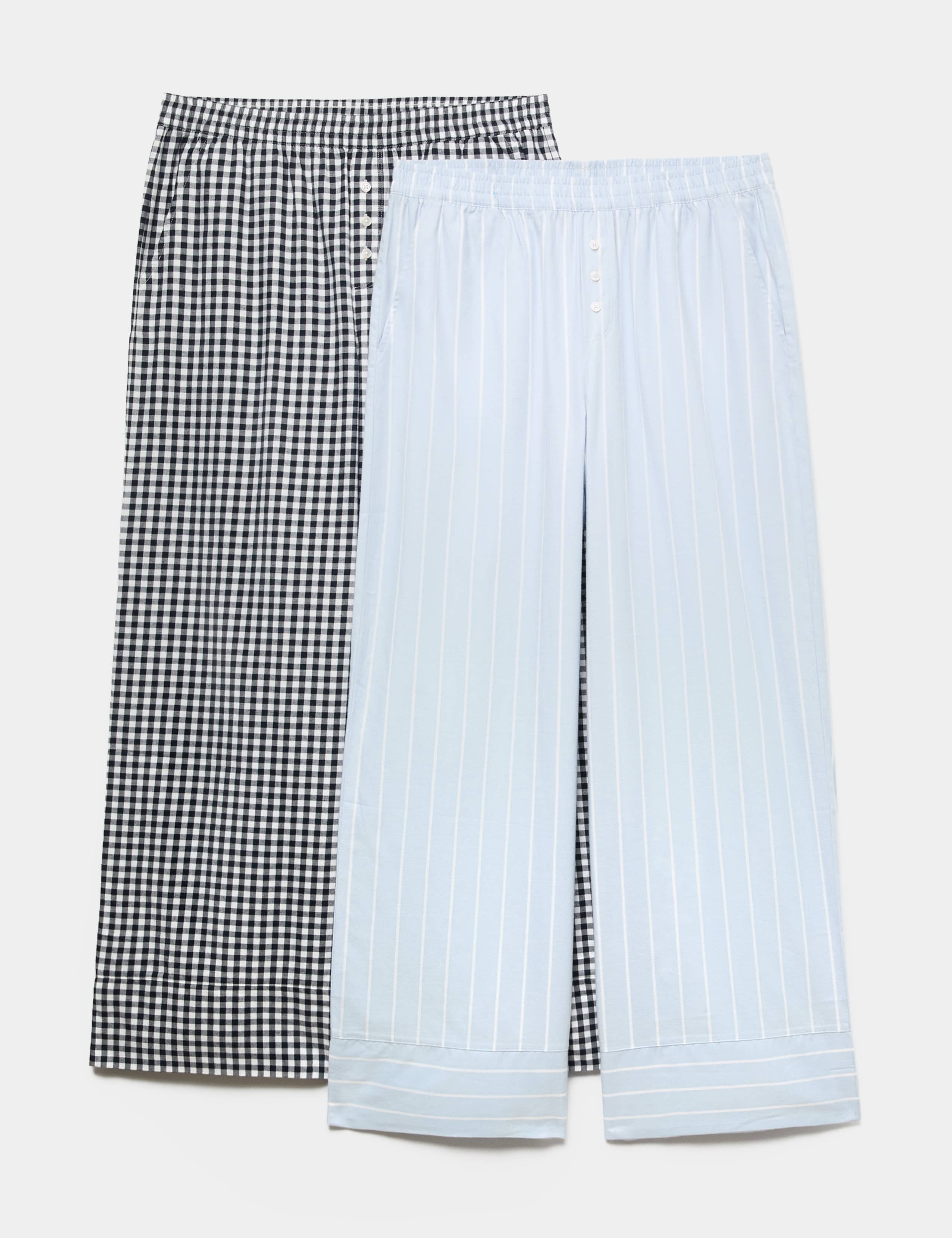 2 Pack Pure Cotton Printed Pyjama Bottoms