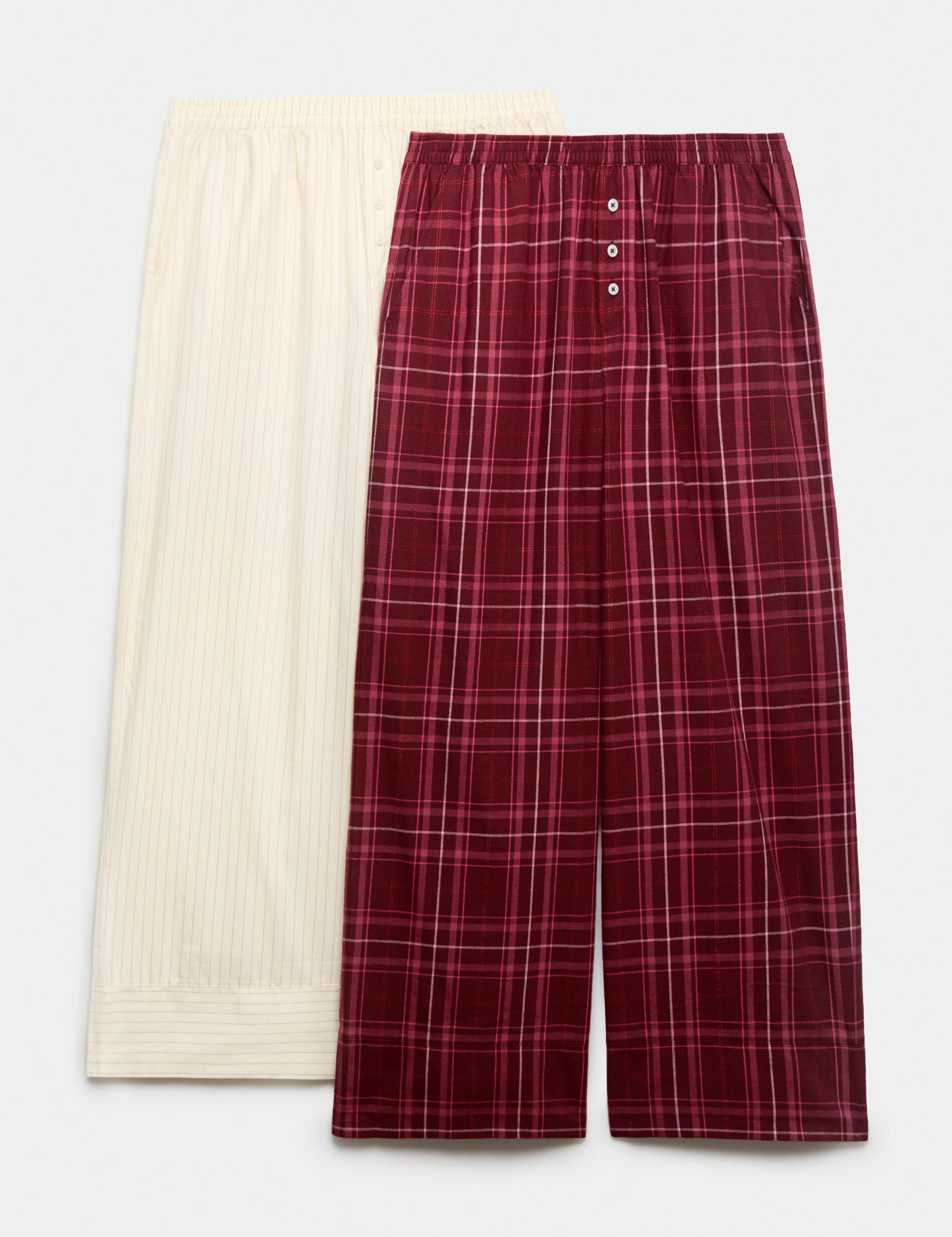 2 Pack Pure Cotton Printed Pyjama Bottoms