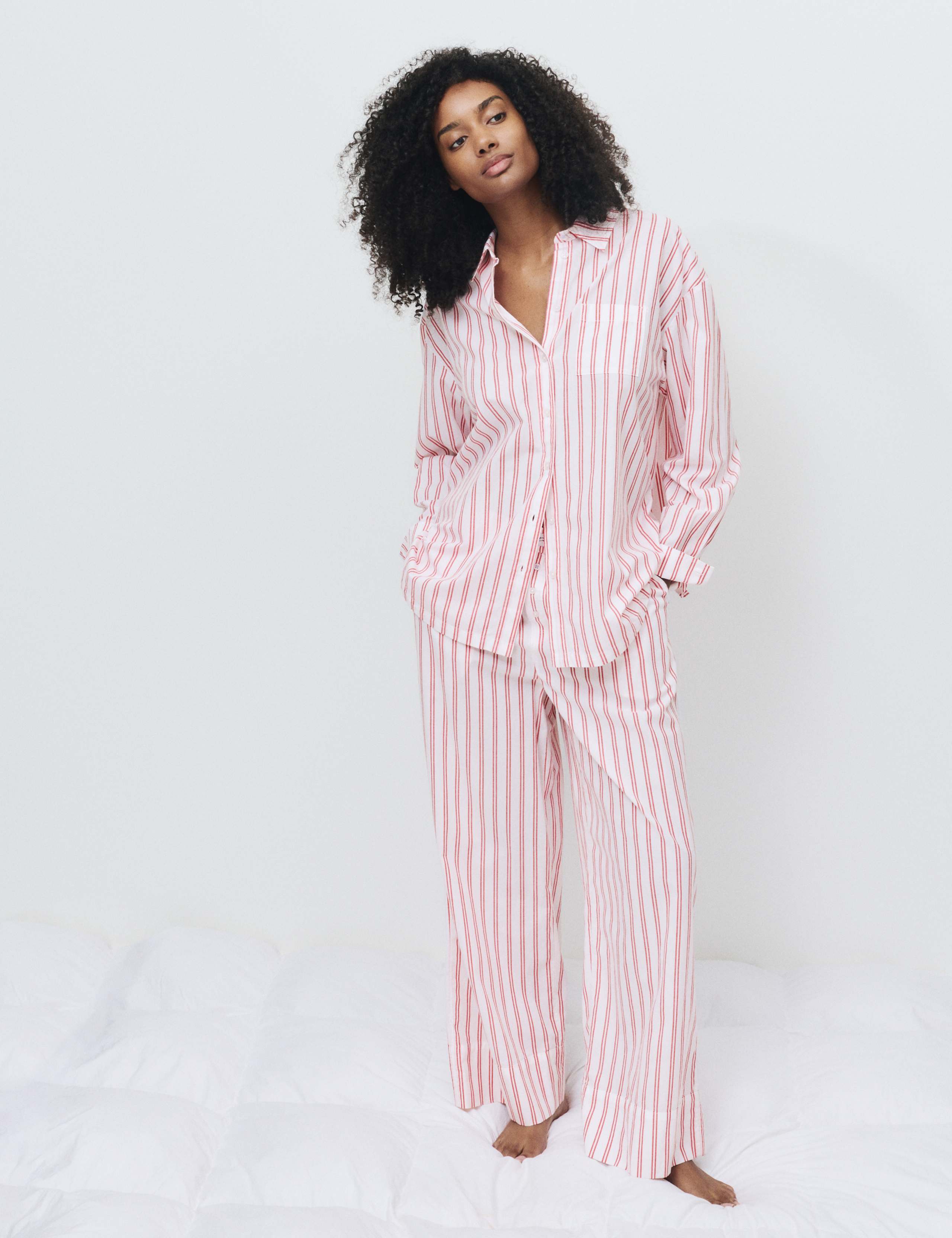 Pure Cotton Striped Wide Leg Pyjama Bottoms