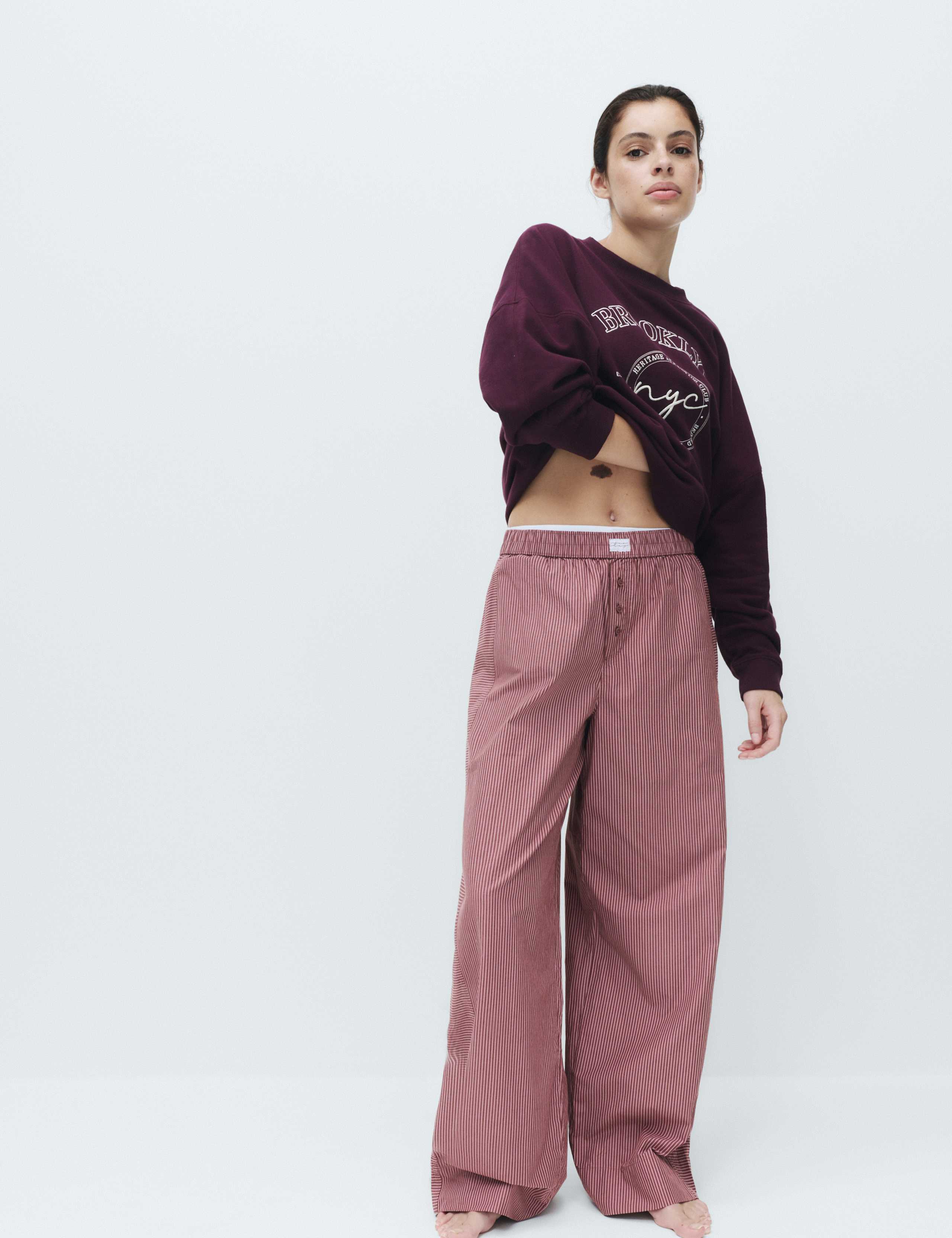 Pure Cotton Poplin Striped Pyjama Bottoms