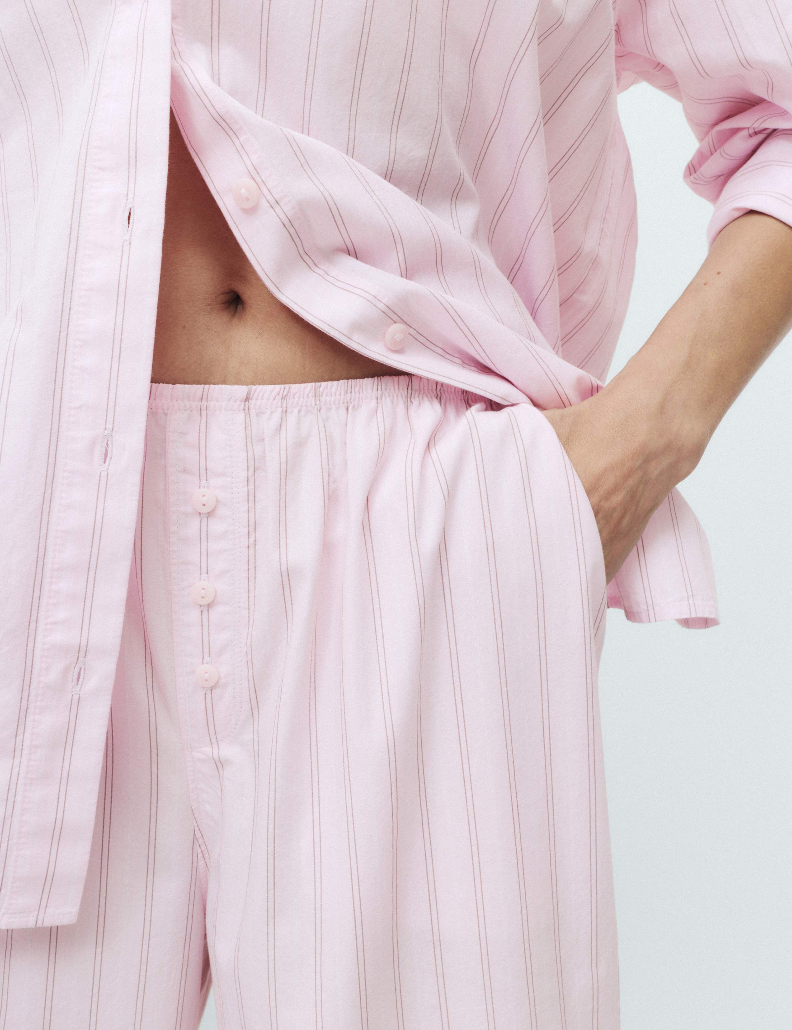 Pure Cotton Poplin Striped Pyjama Bottoms