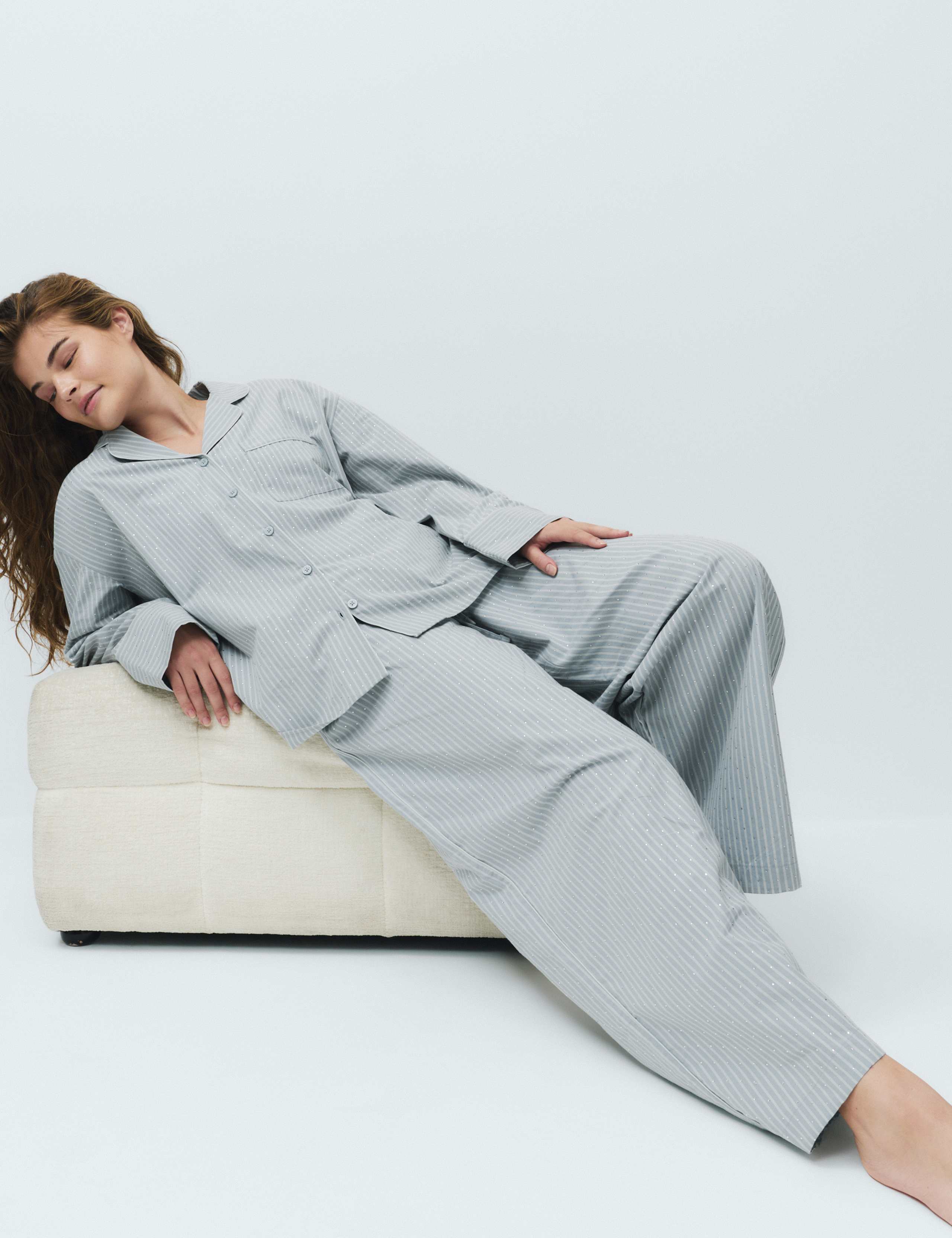 Pure Cotton Embellished Pyjama Shirt & Bottom Set 4 of 6
