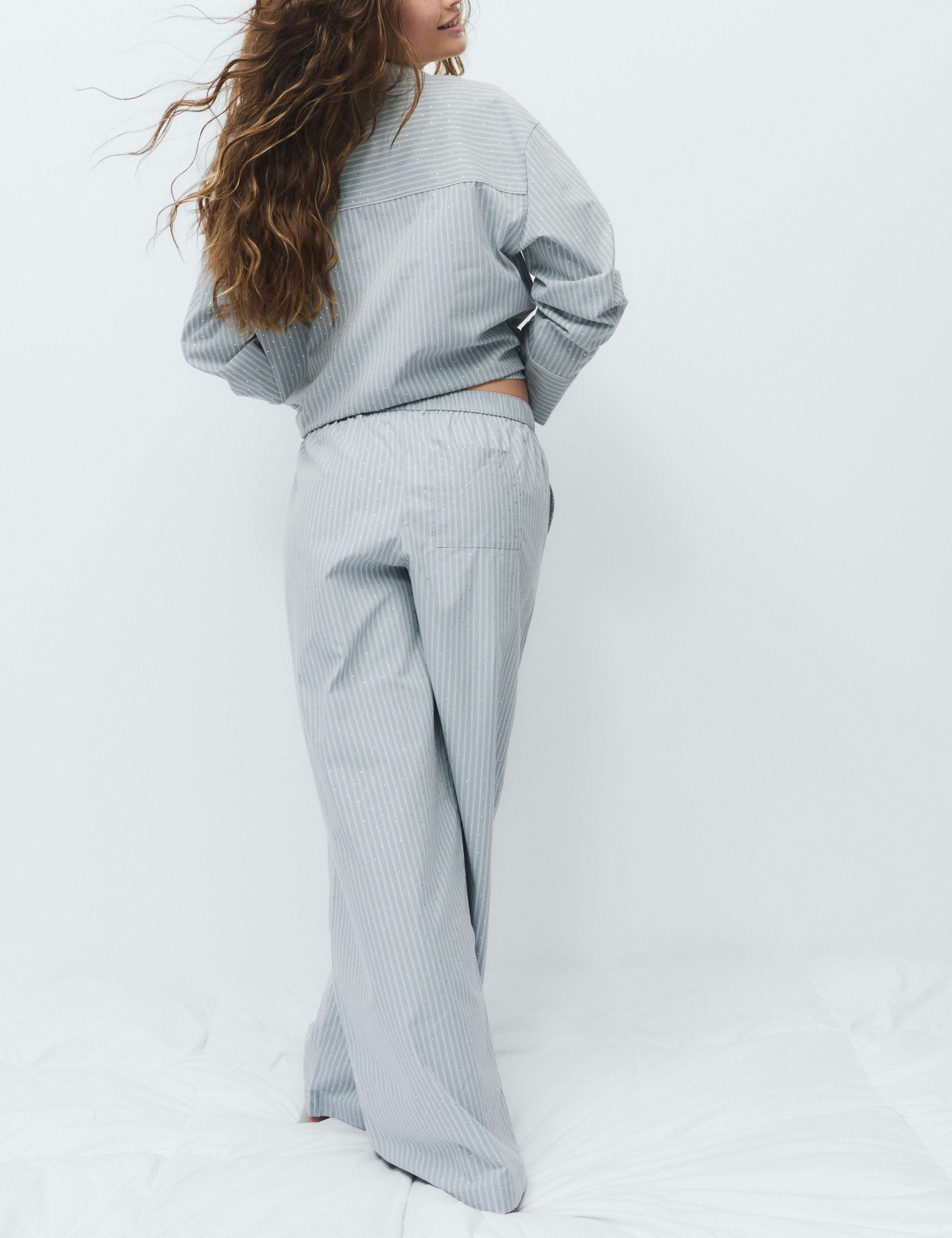 Pure Cotton Embellished Pyjama Shirt & Bottom Set 5 of 6