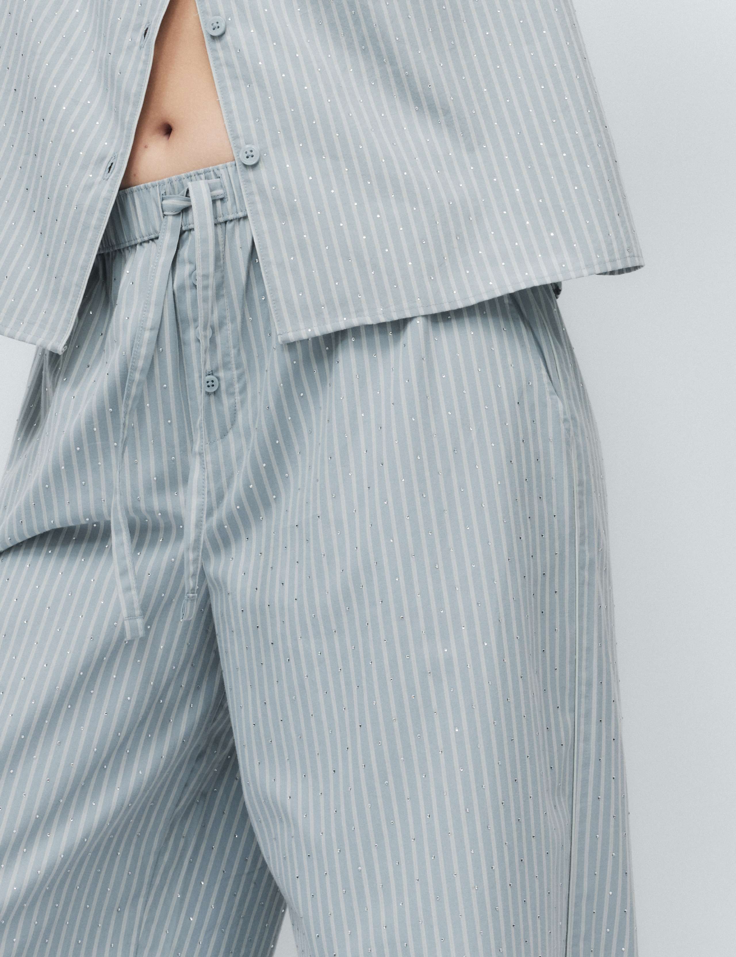 Pure Cotton Embellished Pyjama Shirt & Bottom Set 6 of 6