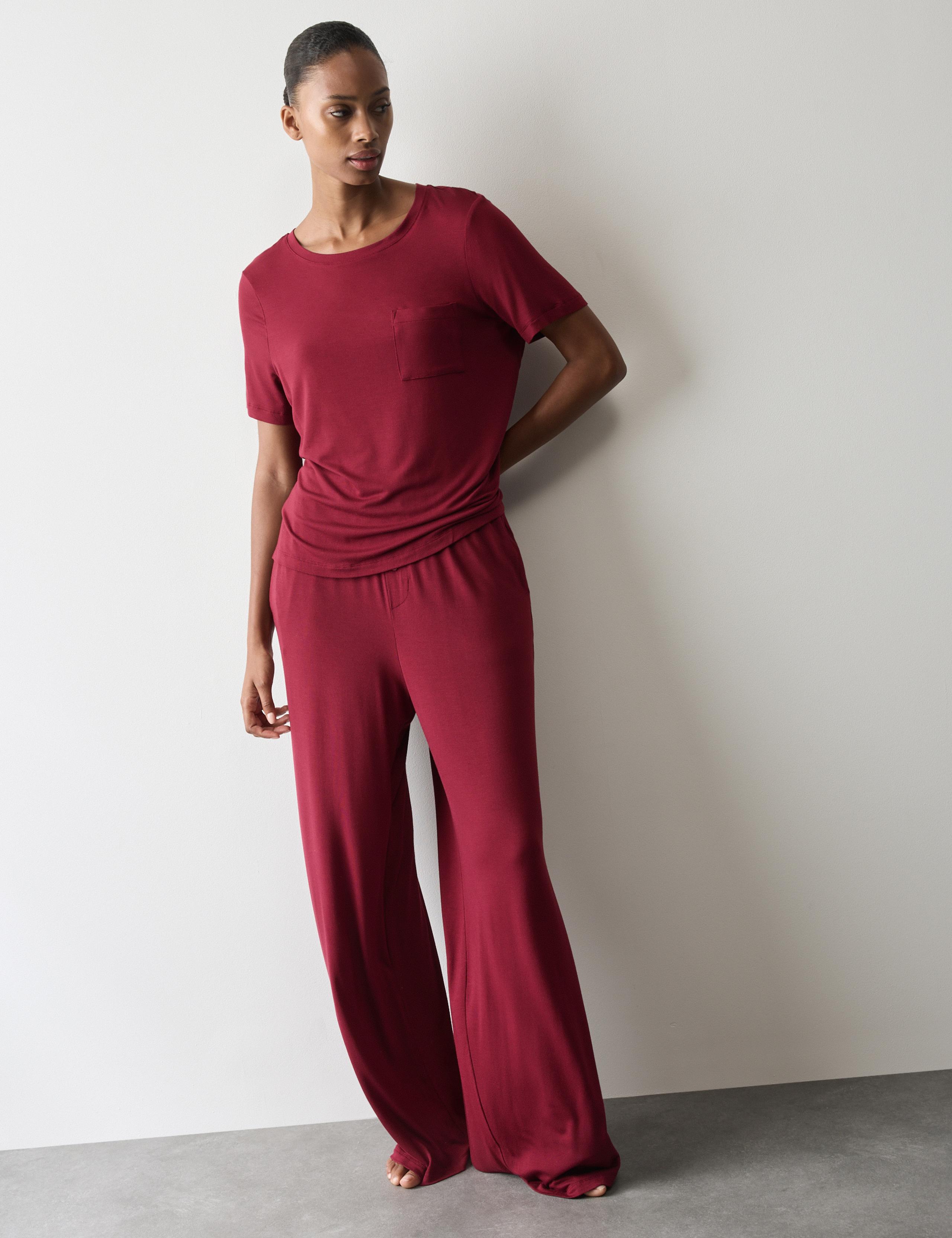 Modal Rich Wide Leg Pyjama Bottoms