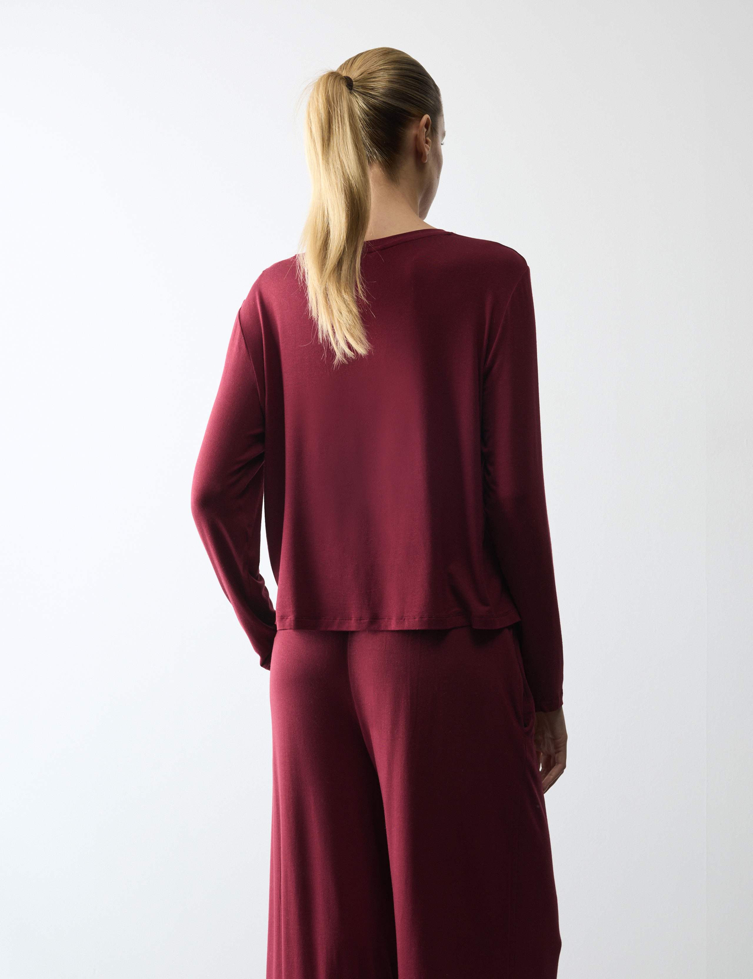 Modal Rich Long Sleeve Pyjama Top & Bottom Set 6 of 6