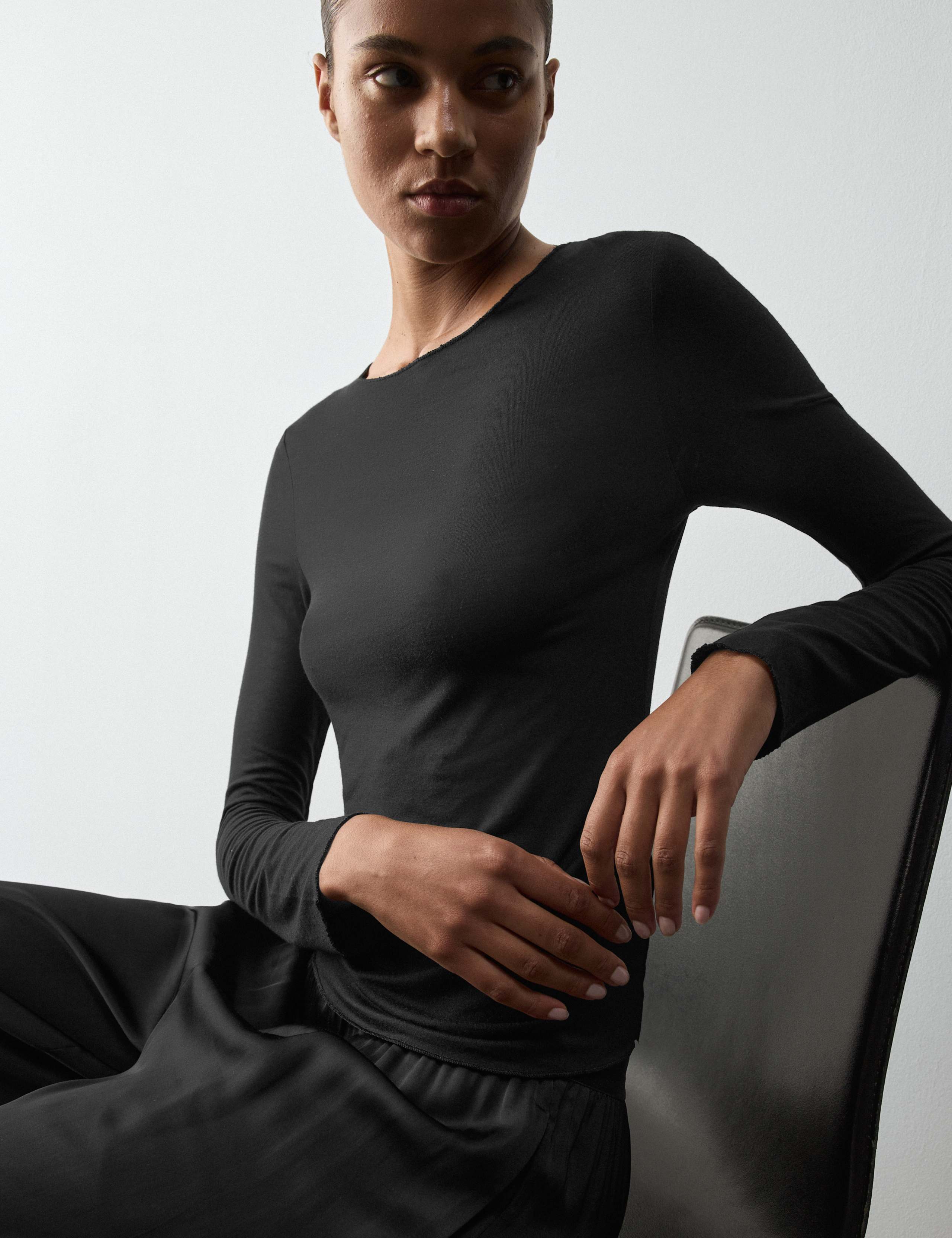 Sheer Pyjama Top with Cashmere