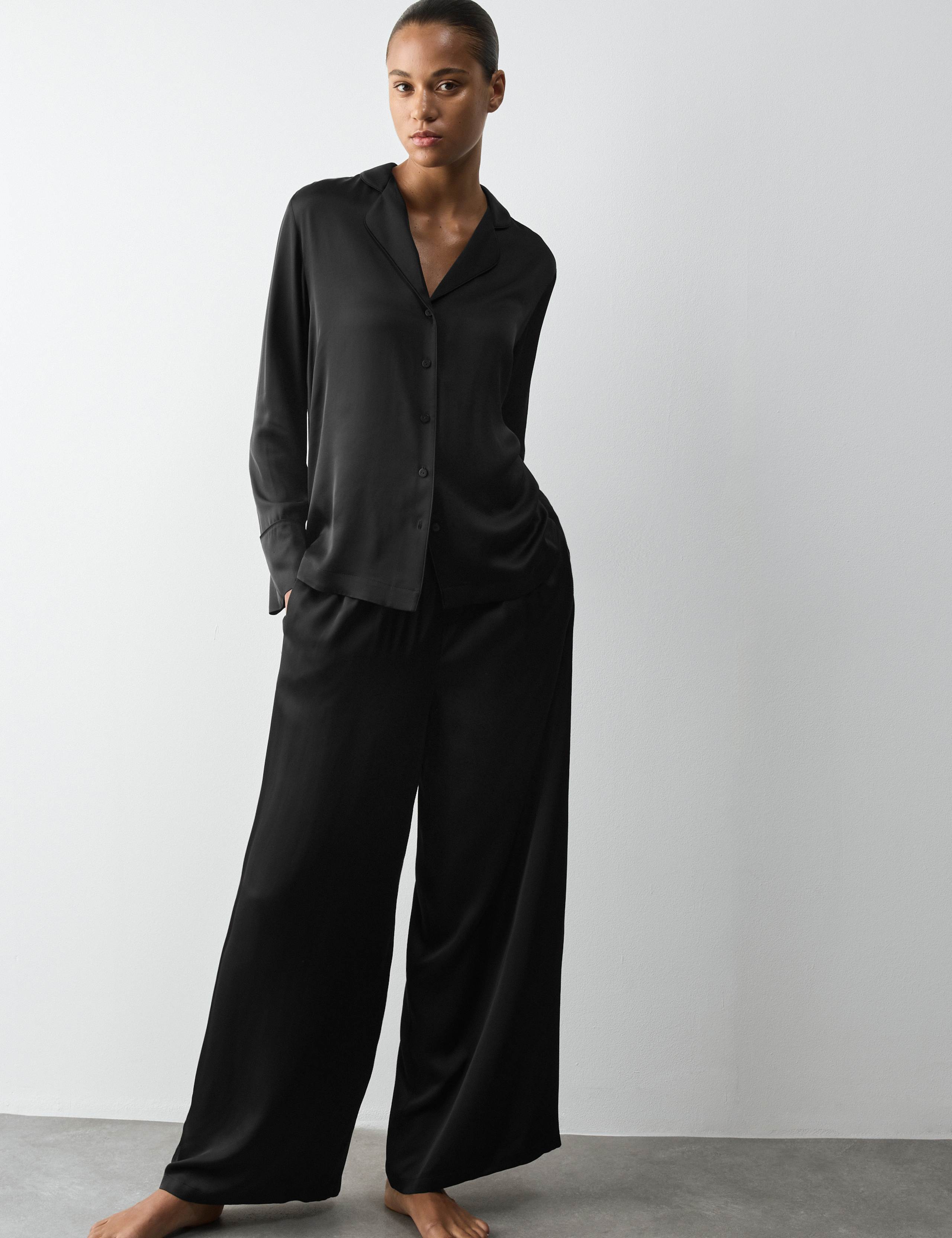 Satin Velvet Detail Pyjama Bottoms