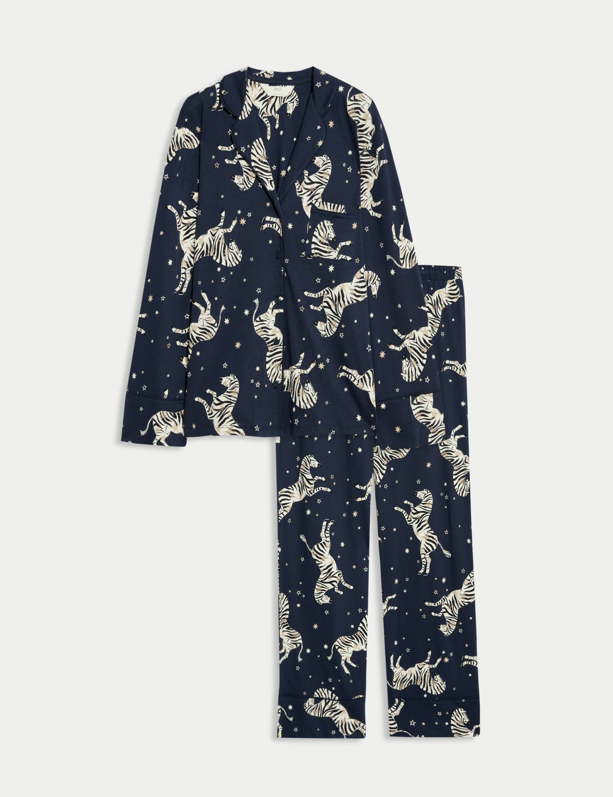 Cotton Modal Zebra Print Revere Pyjama Set