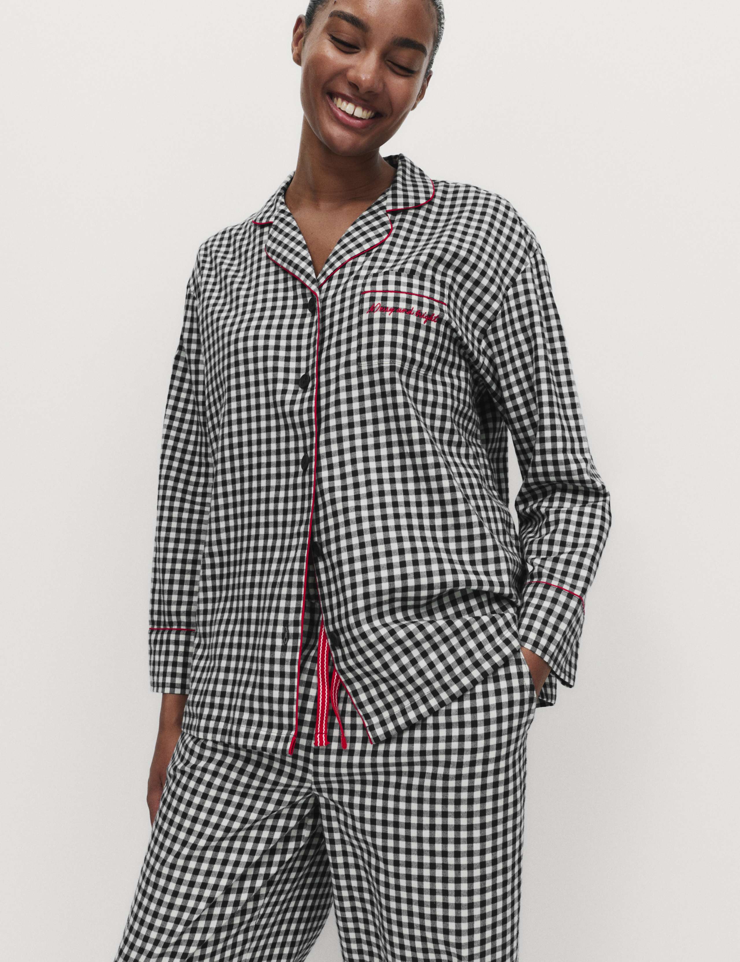 Brushed Cotton Gingham Revere Pyjama Set