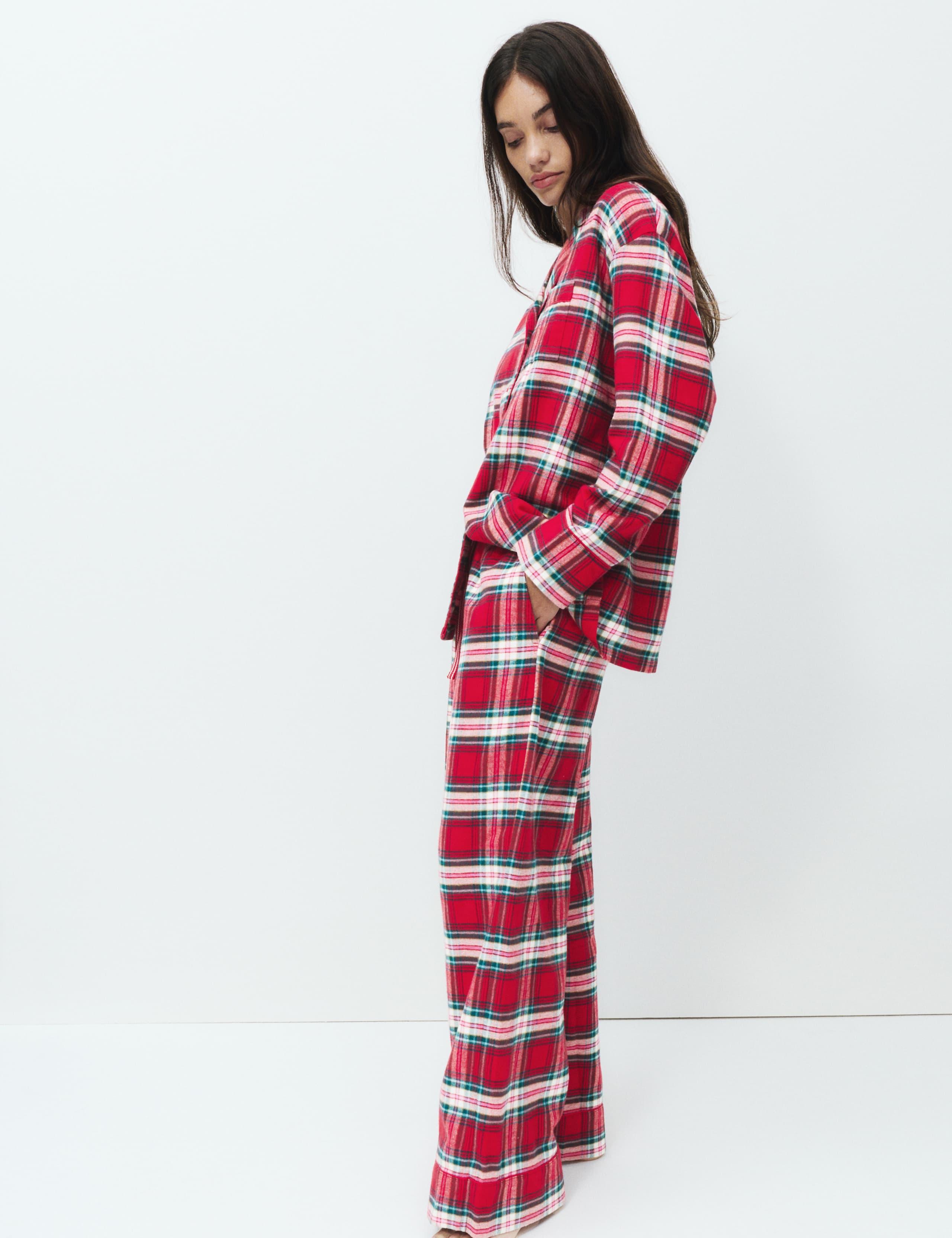 Brushed Cotton Checked Revere Pyjama Set