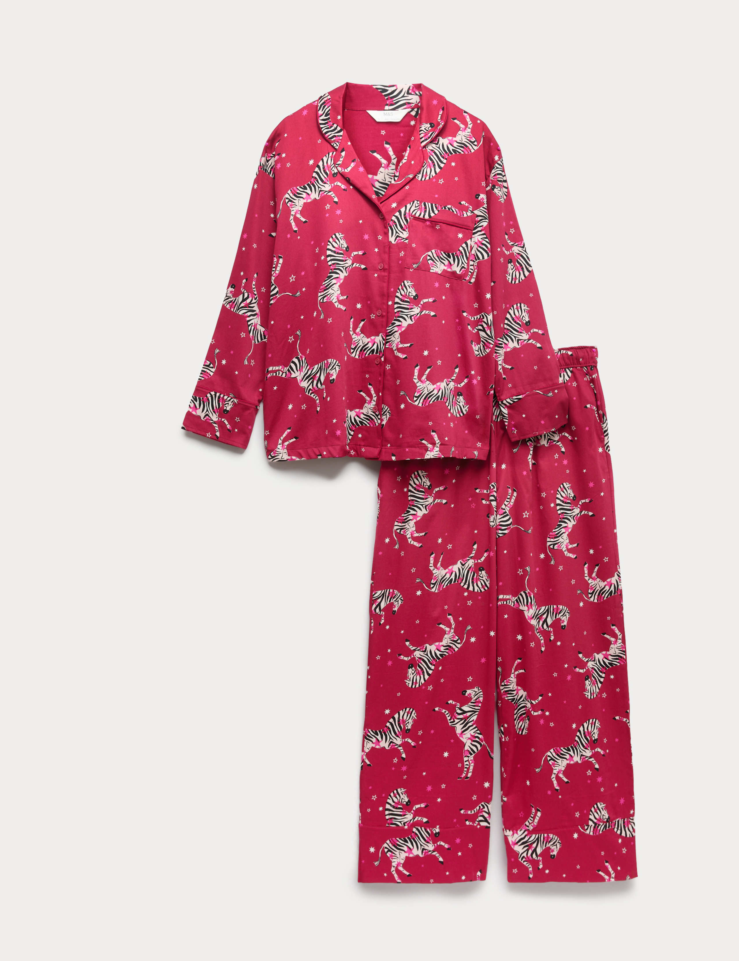 Pure Cotton Zebra Print Revere Pyjama Set