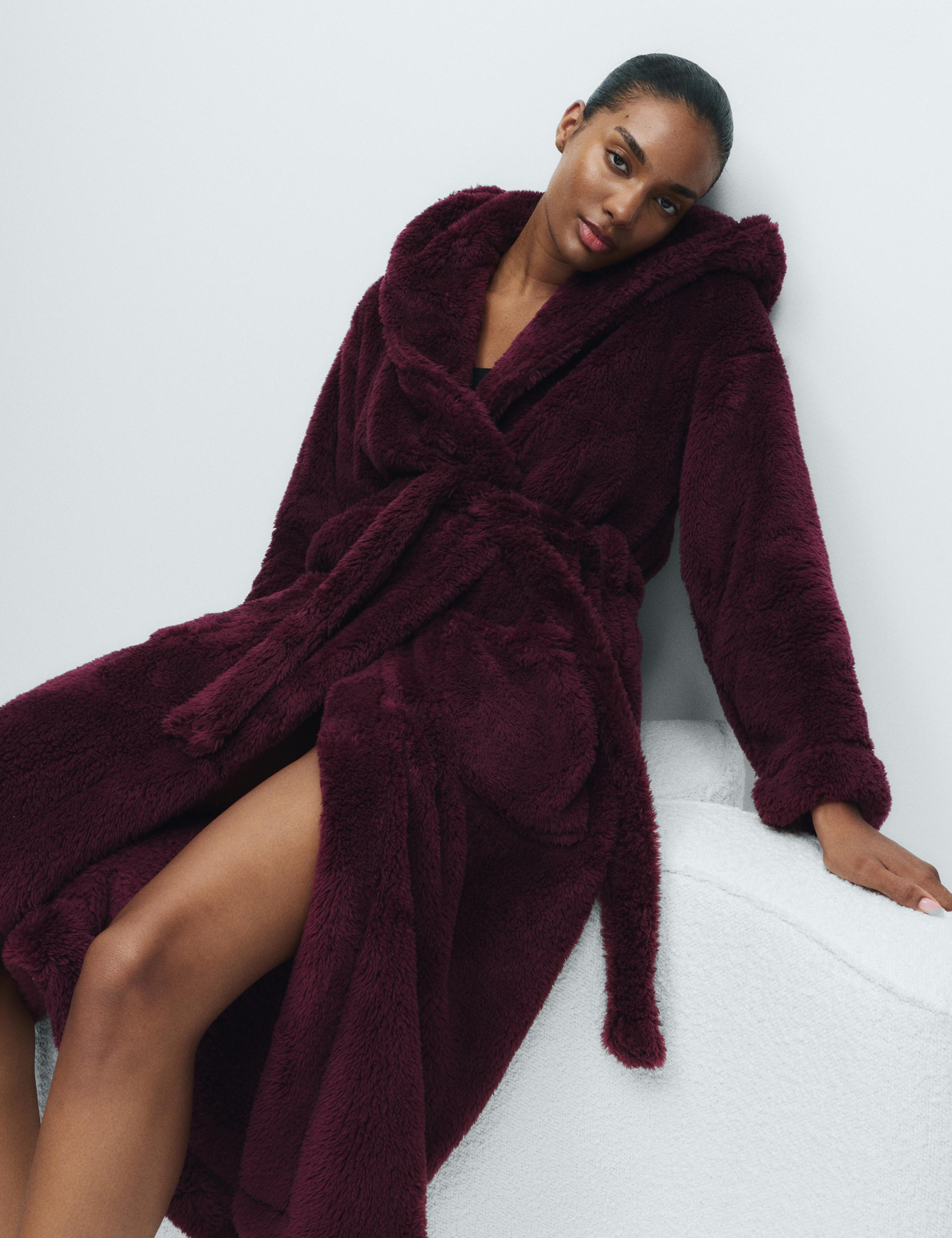 Fleece Hooded Dressing Gown