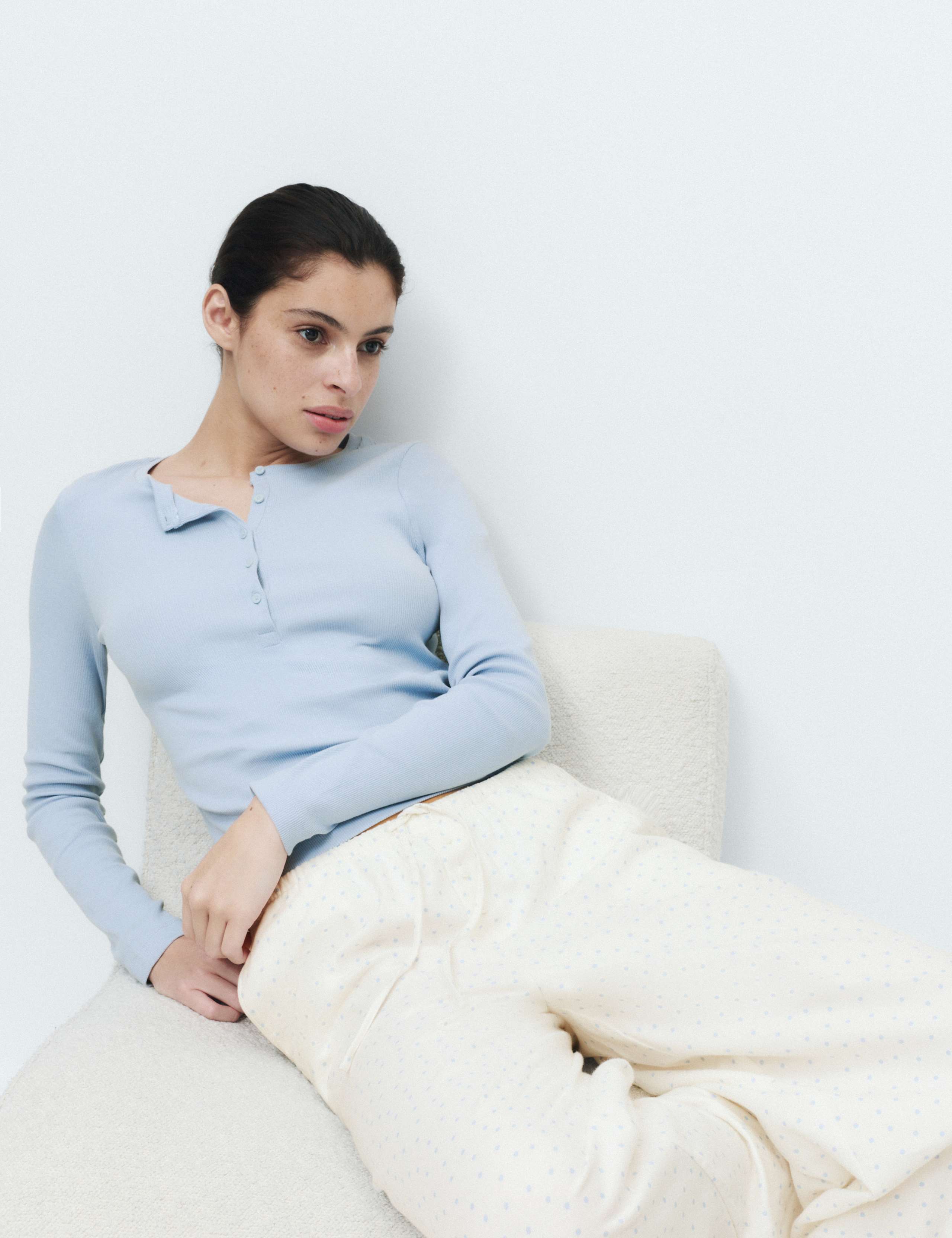 Cotton Rich Polka Dot Henley Pyjama Set