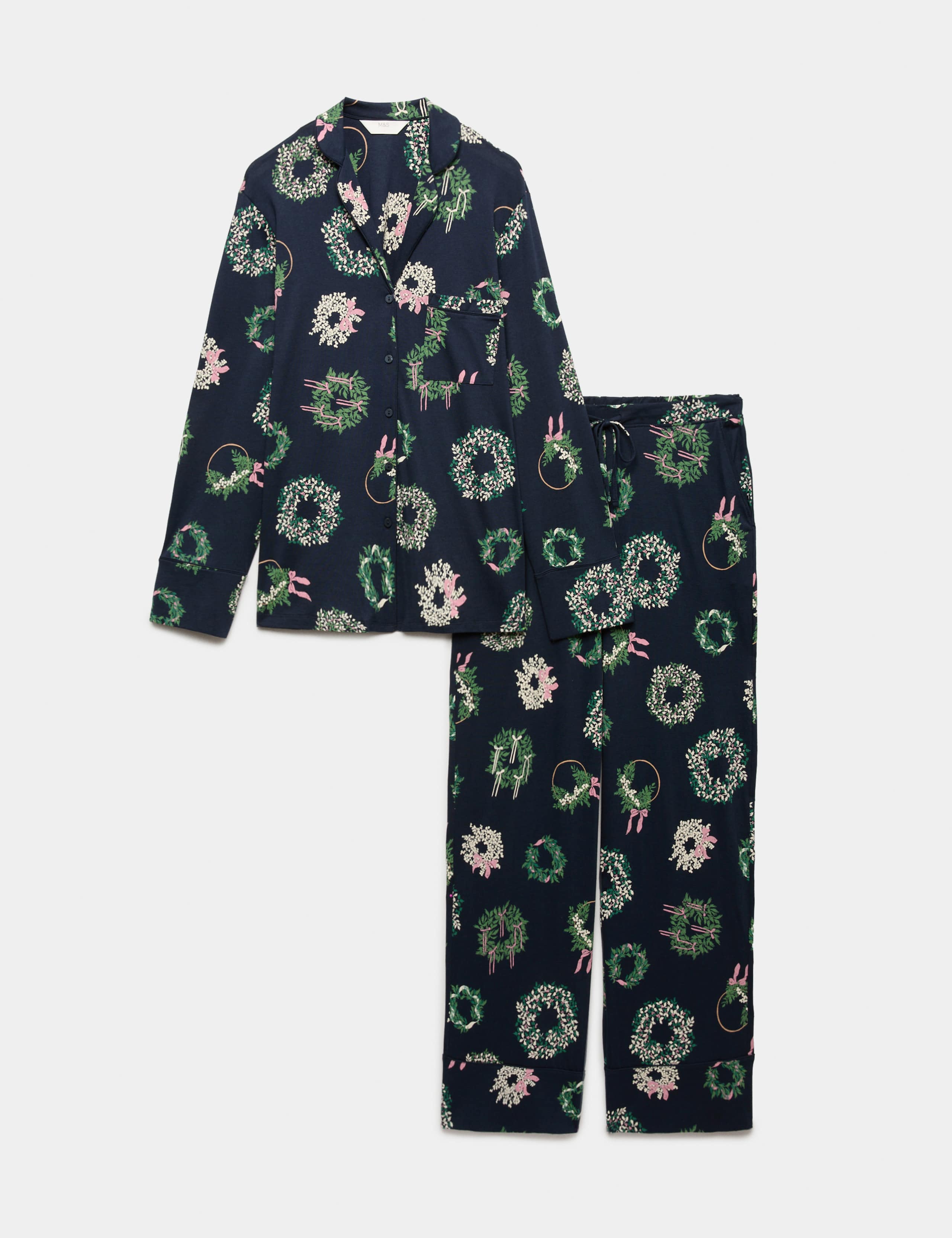 Cotton Modal Printed Revere Long Pyjama Set