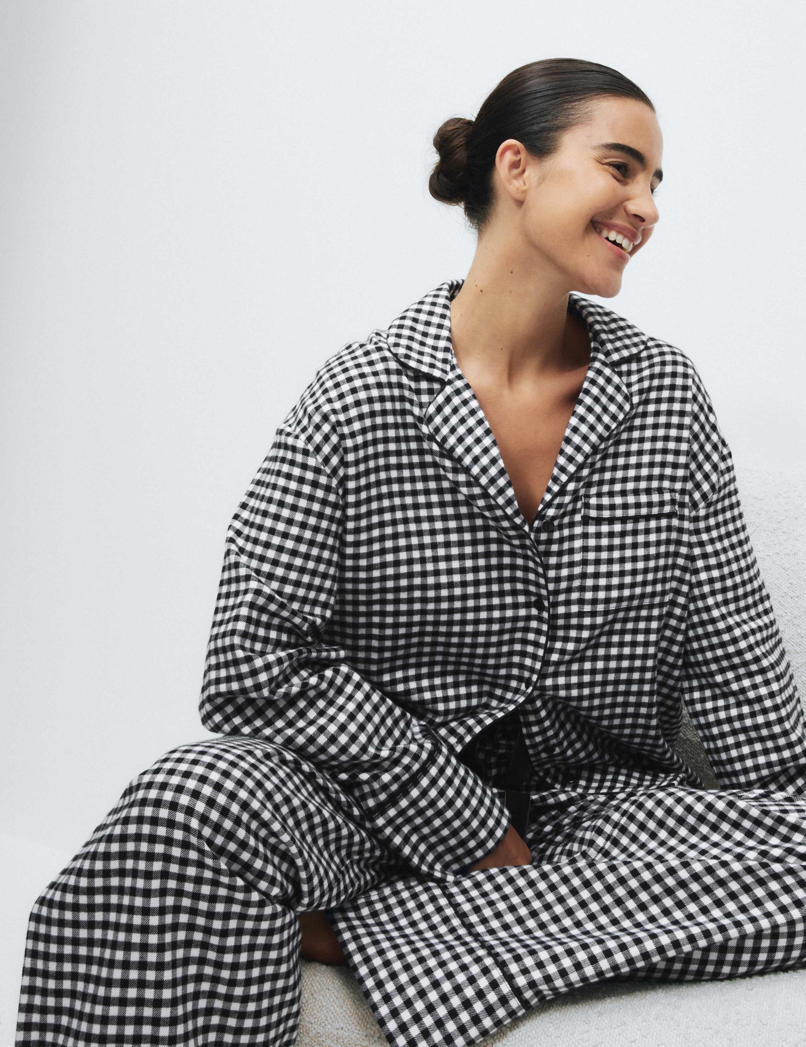 Pure Cotton Gingham Revere Pyjama Set