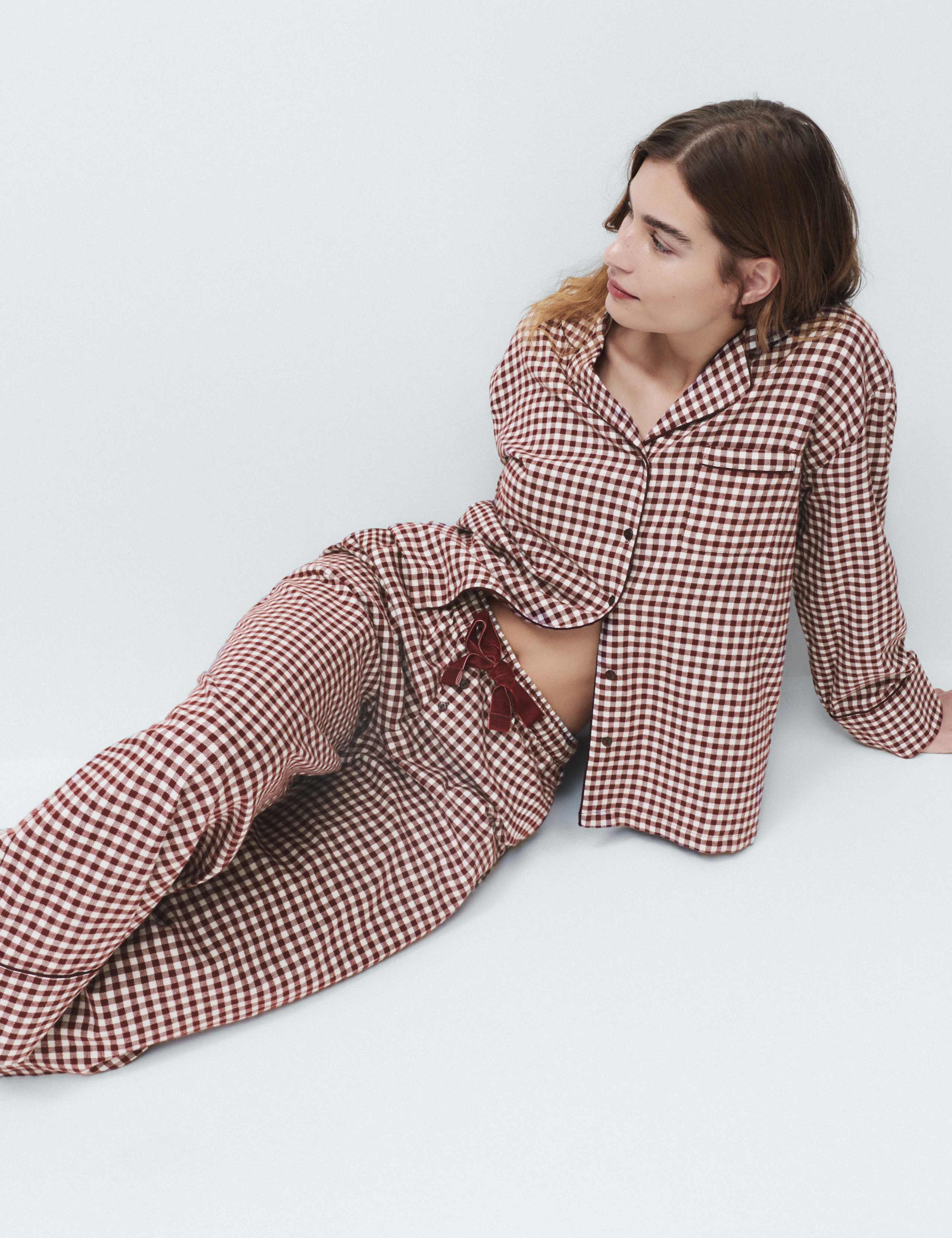 Pure Cotton Gingham Revere Pyjama Set