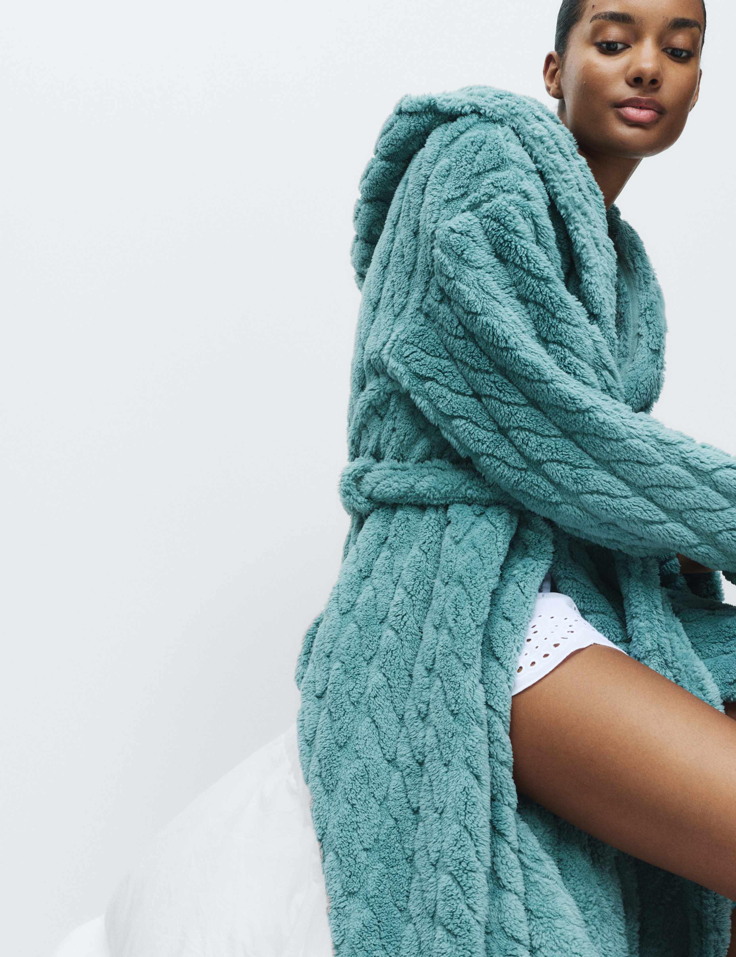 Jacquard Long Hooded Dressing Gown
