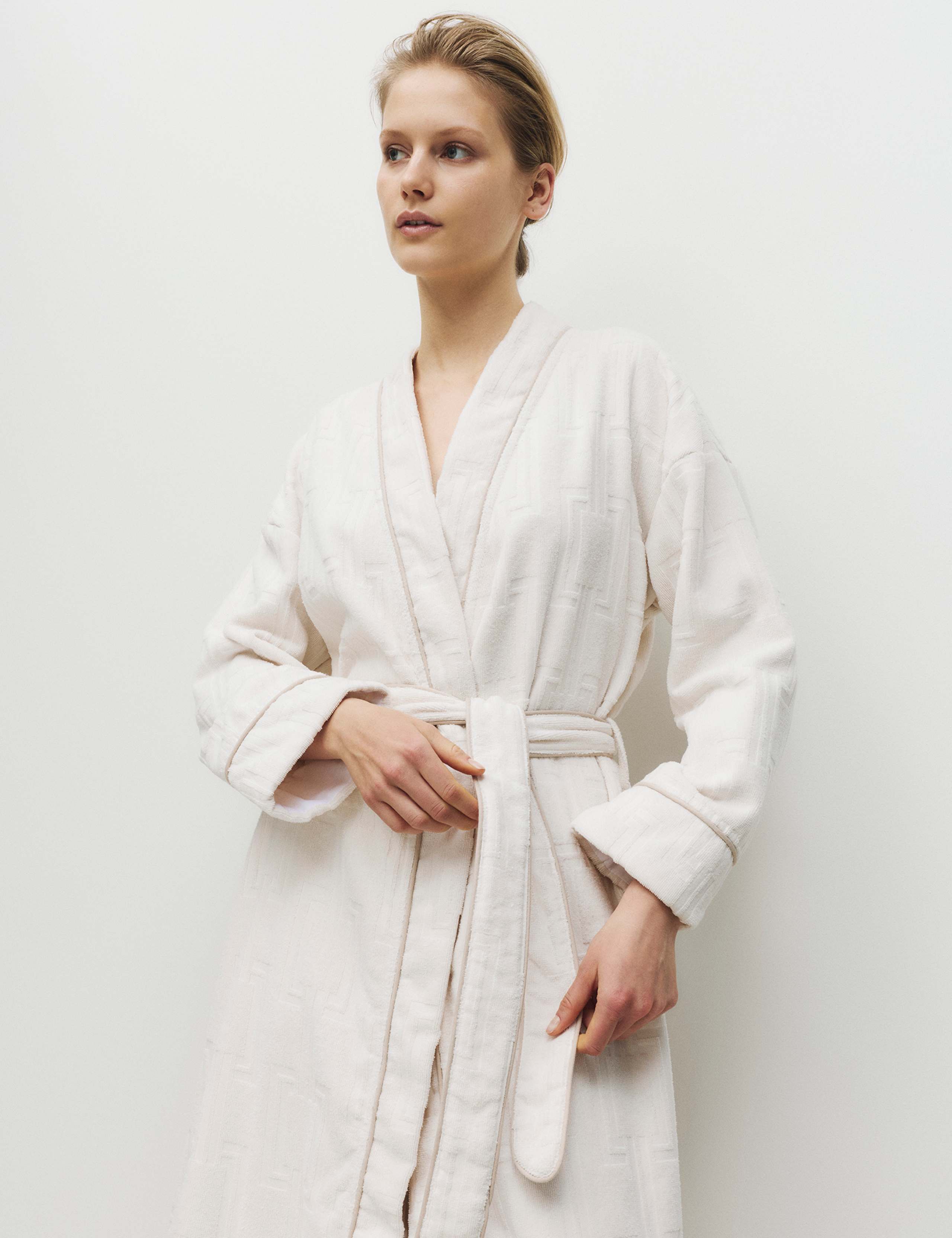 Pure Cotton Towelling Jacquard Dressing Gown