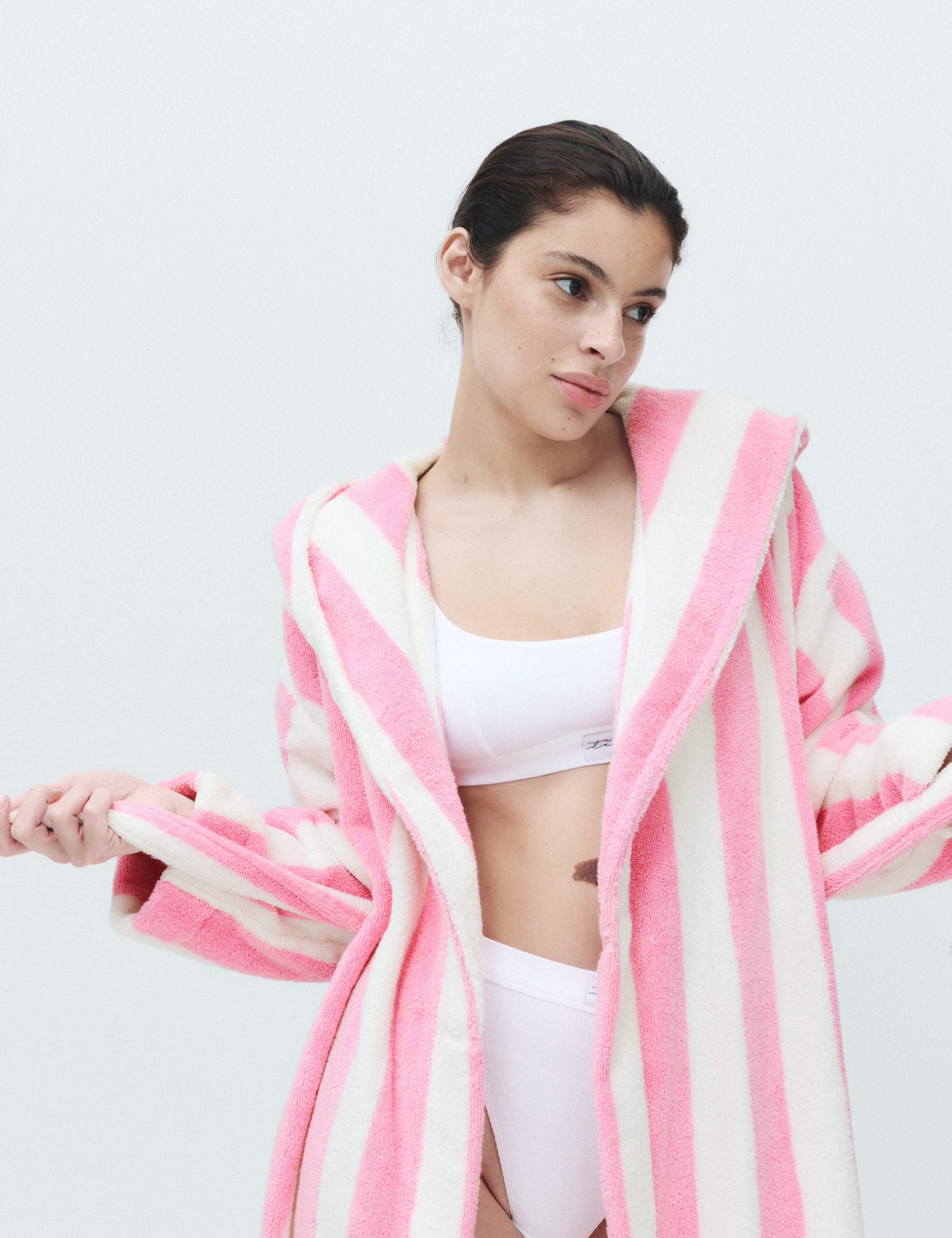 Pure Cotton Towelling Striped Dressing Gown
