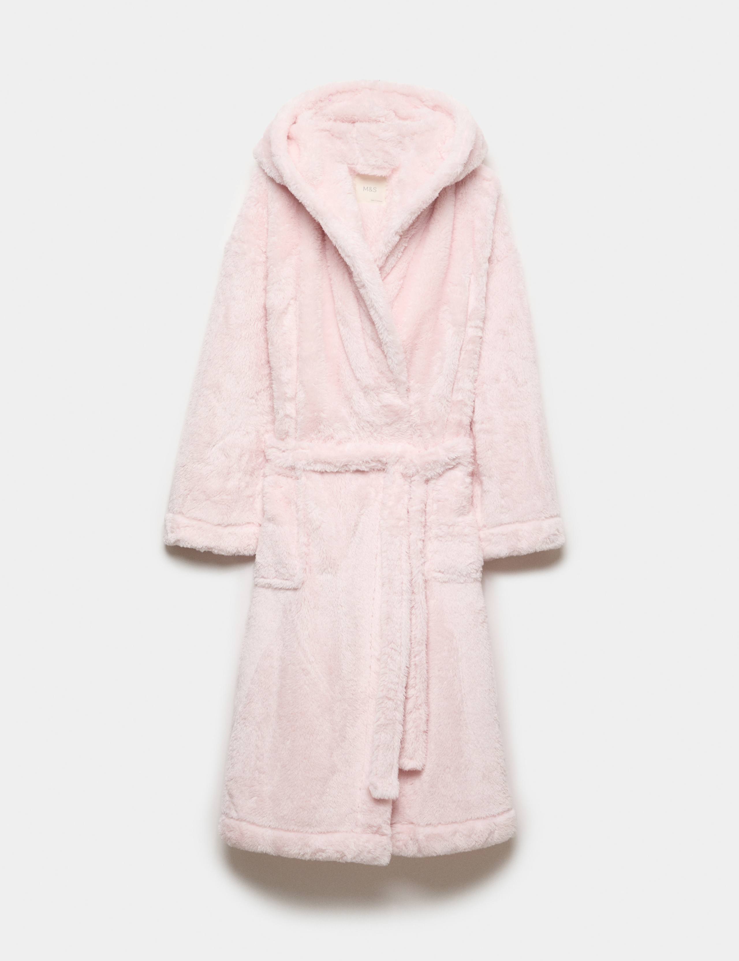 Long Pile Hooded Dressing Gown