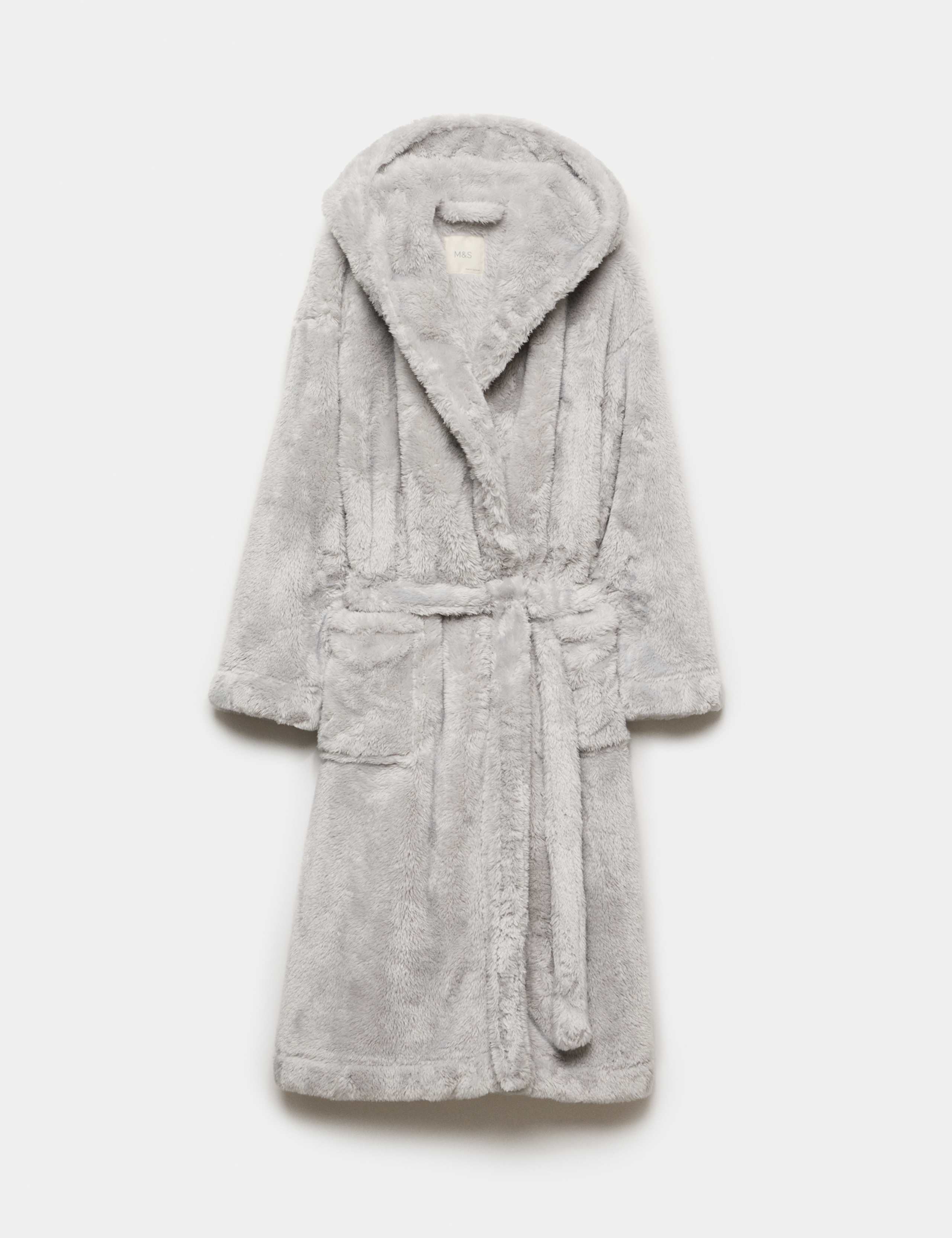 Long Pile Hooded Dressing Gown