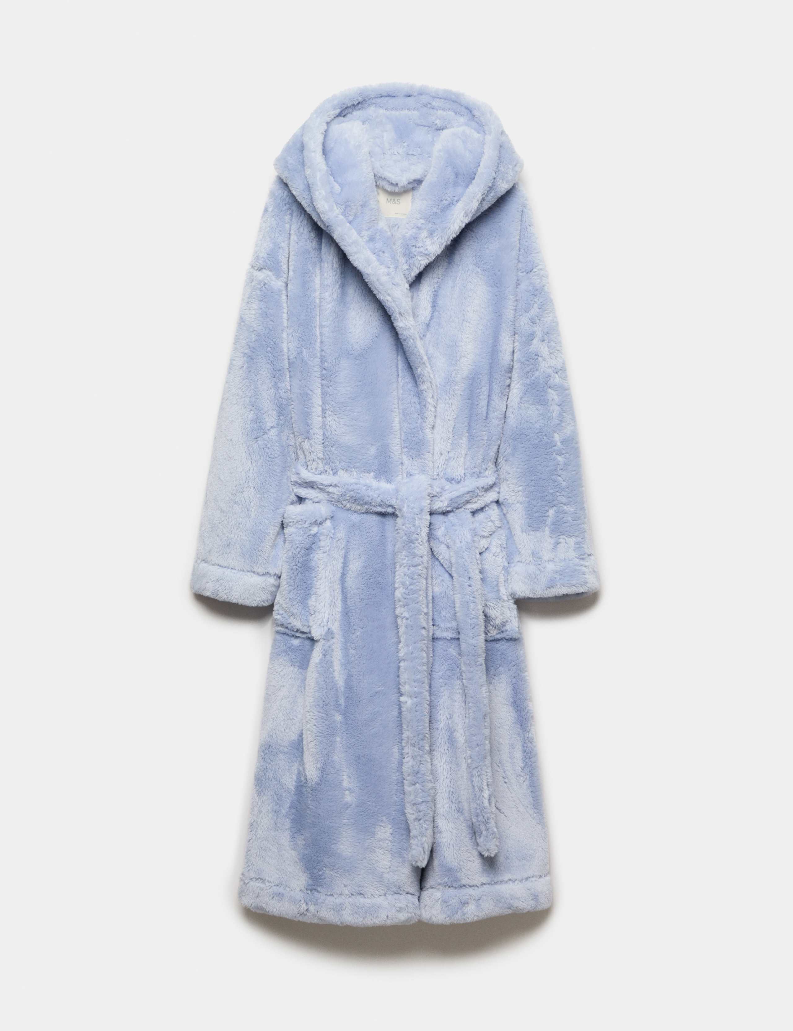 Long Pile Hooded Dressing Gown