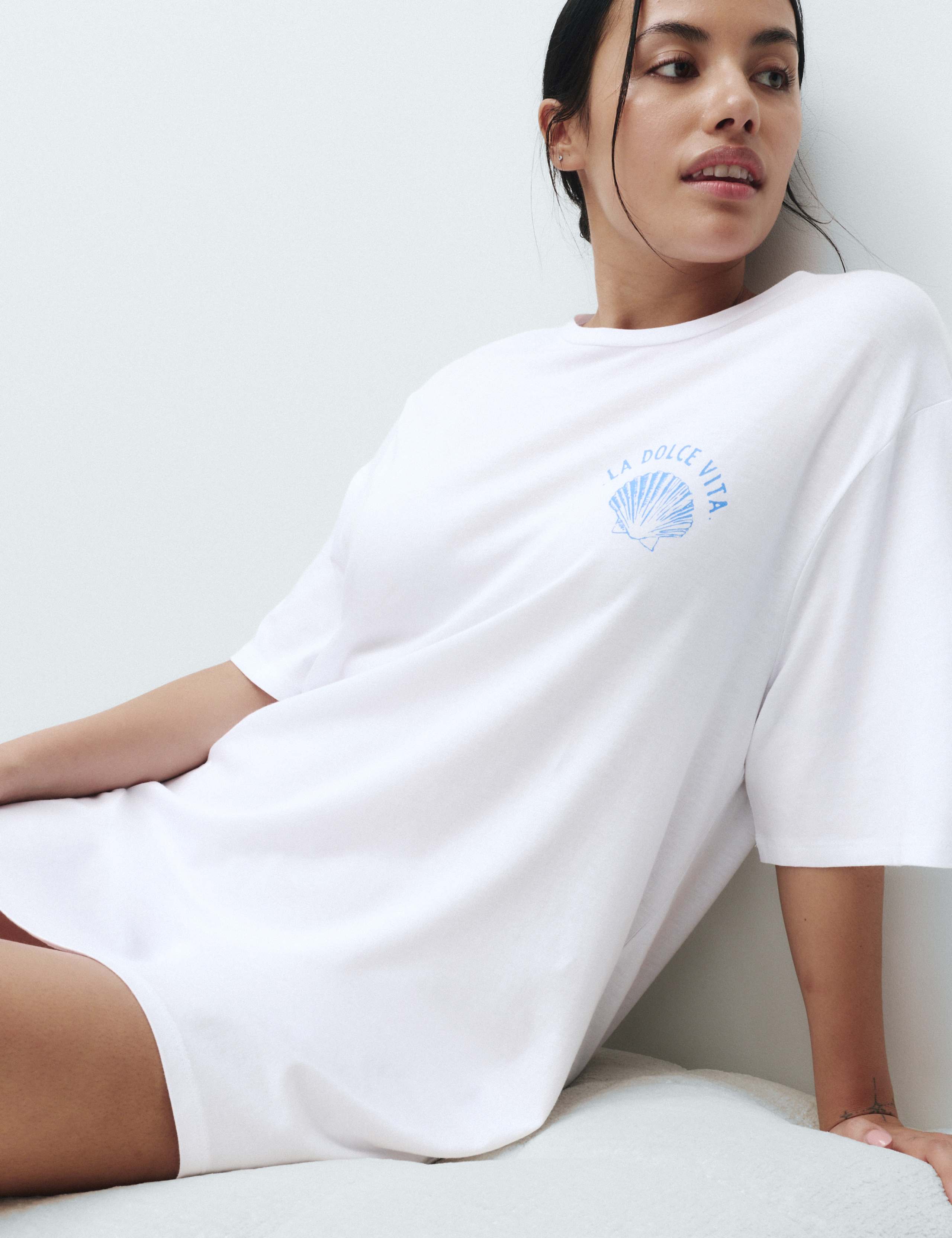 Cotton Modal Fruit Graphic Oversized T-Shirt