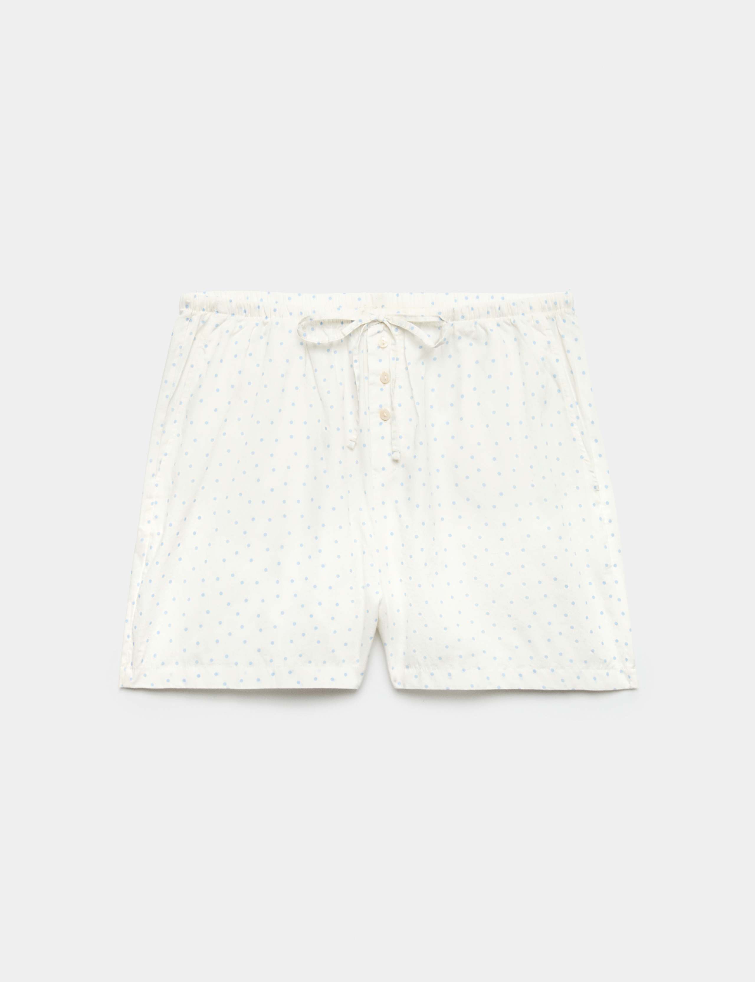 Pure Cotton Poplin Spot Print Pyjama Shorts