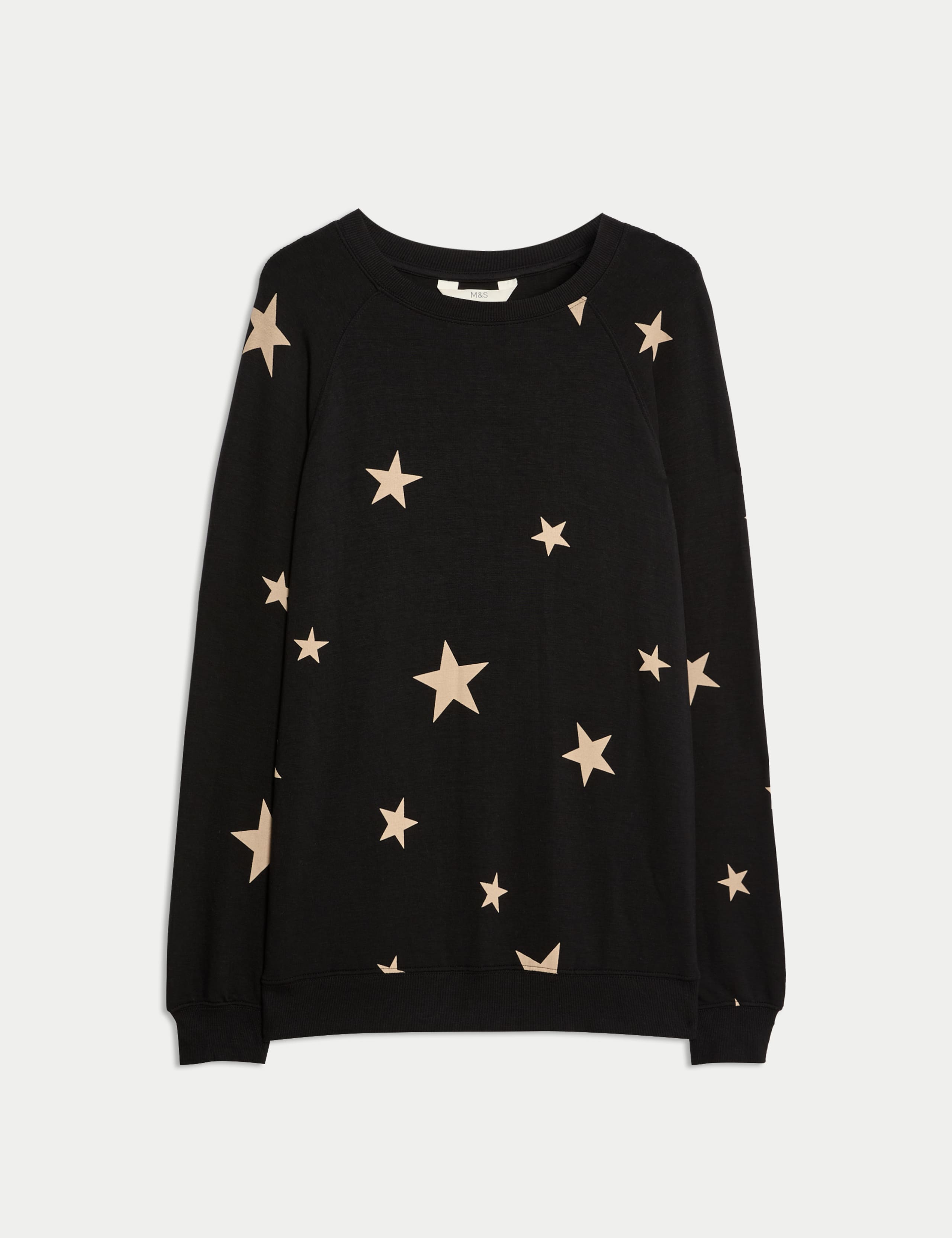 Star Print Crew Neck Long Sleeve Pyjama Top