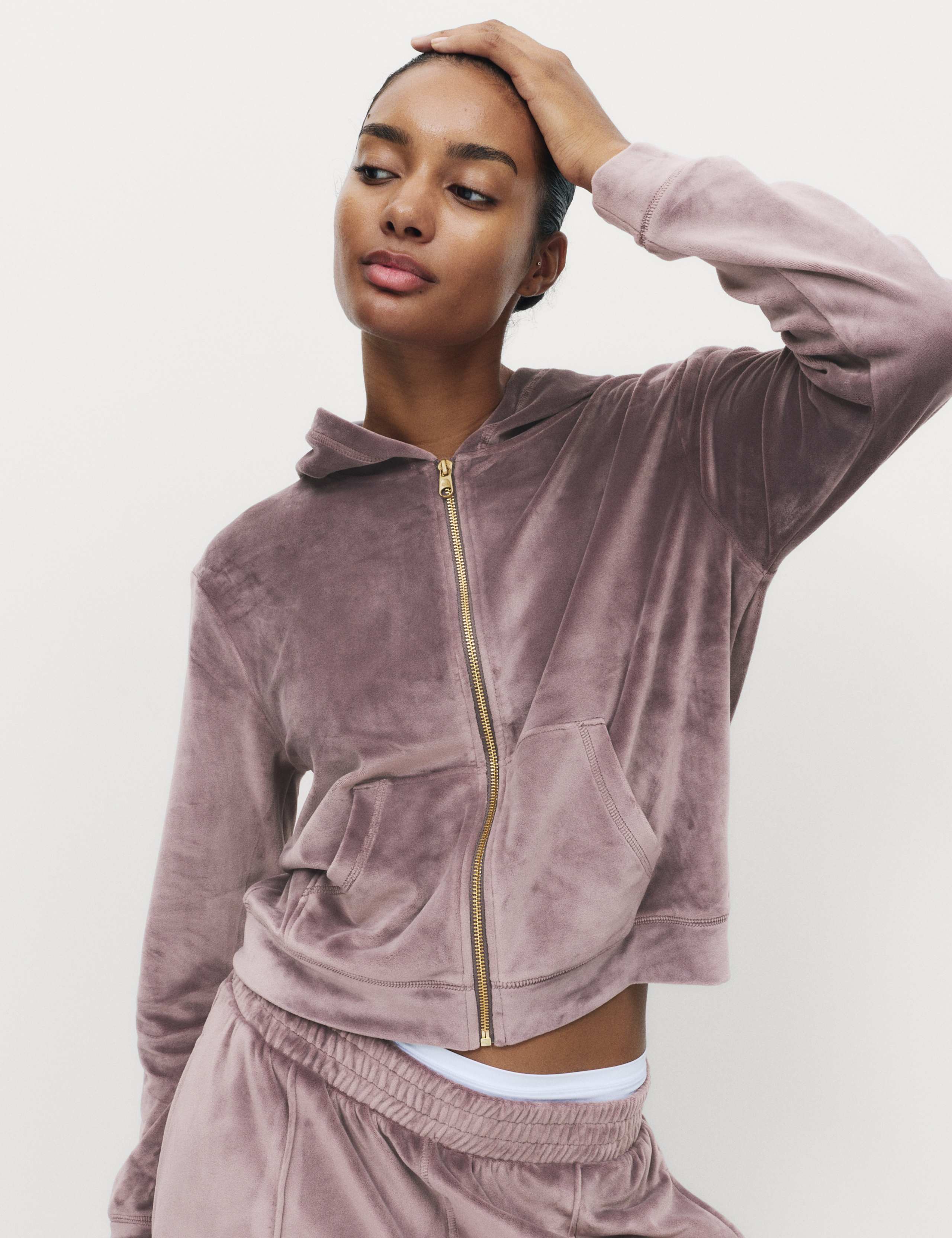 Velour Zip Lounge Hoodie