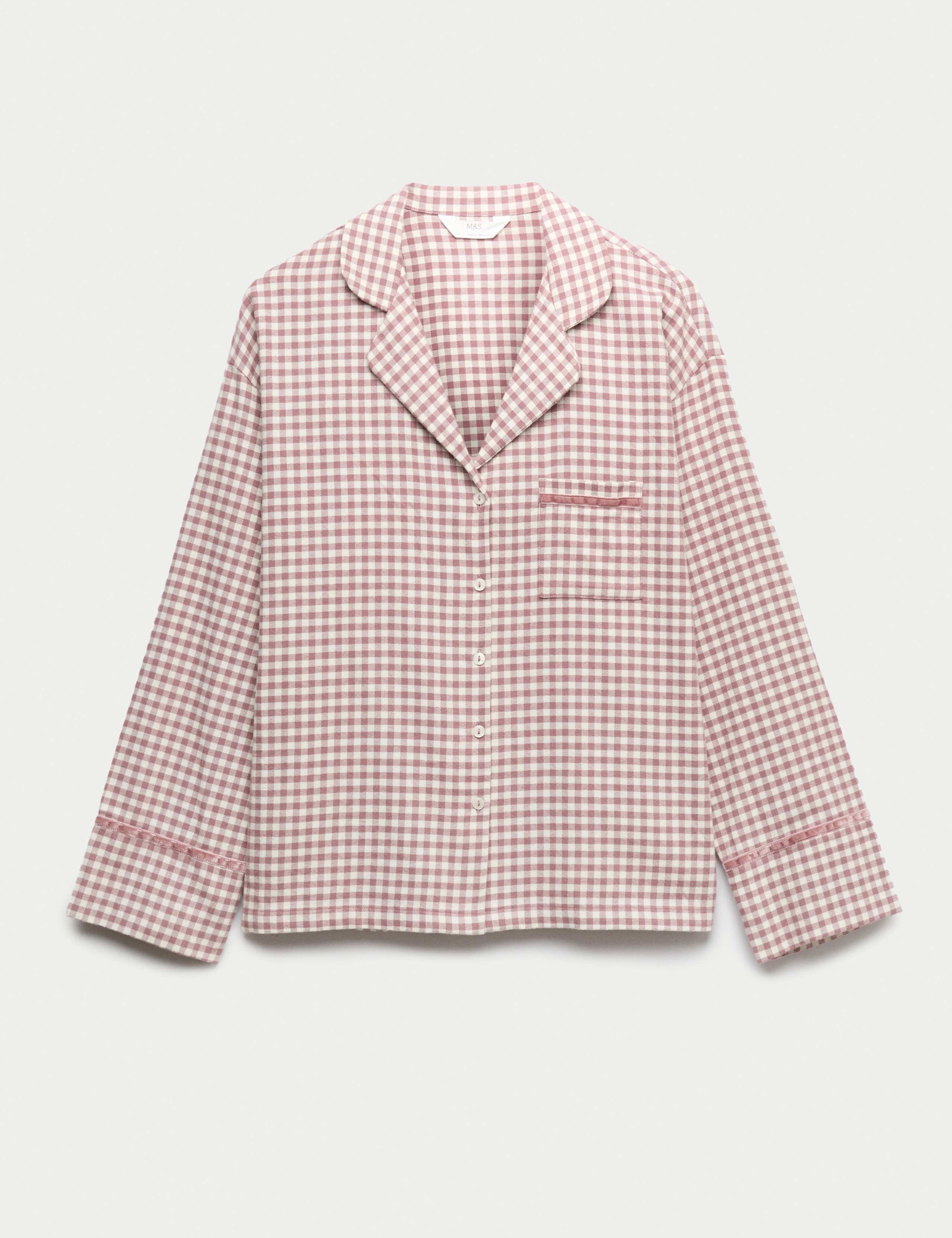 Flannel Gingham Revere Pyjama Top