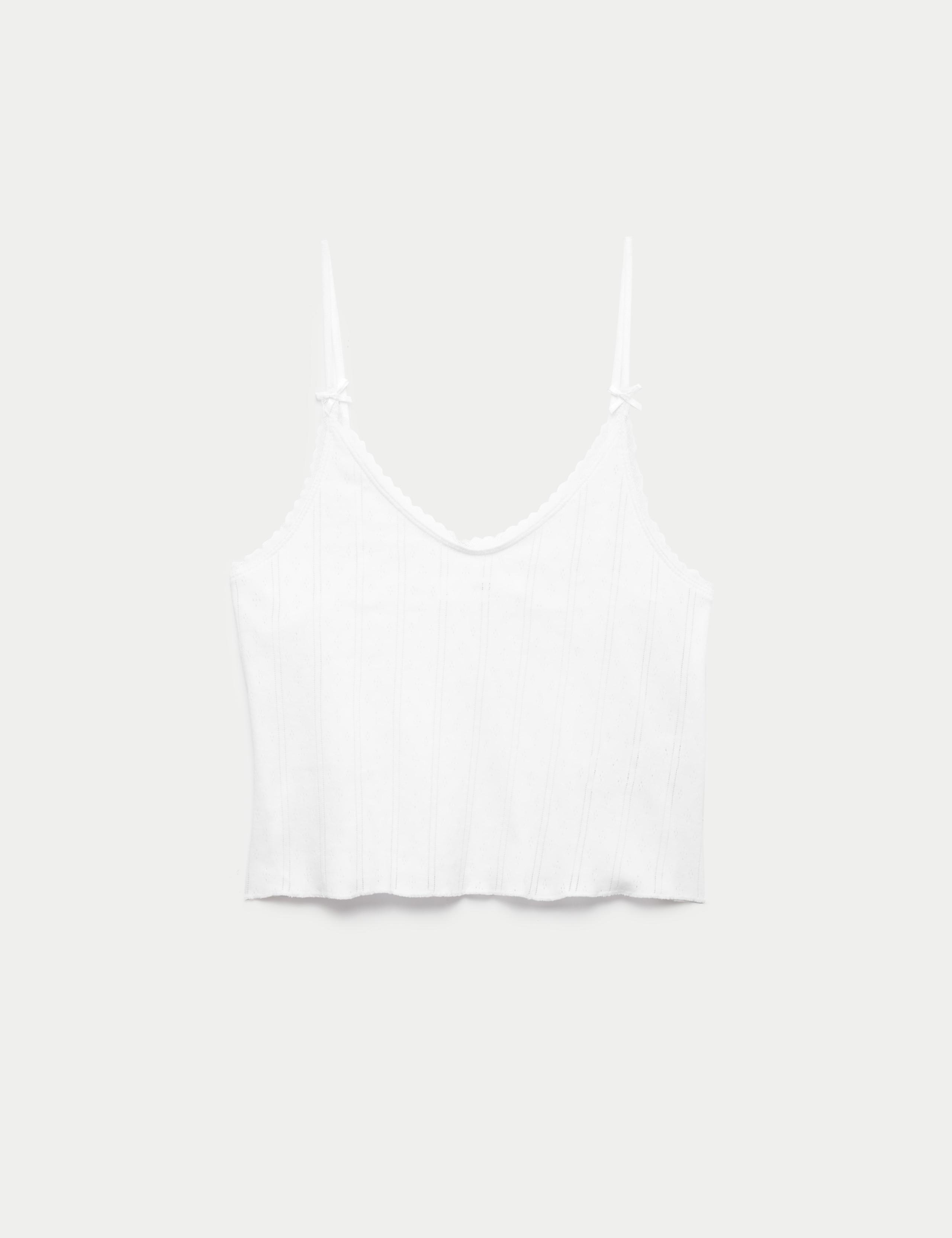 Pure Cotton Pointelle Cami Pyjama Top