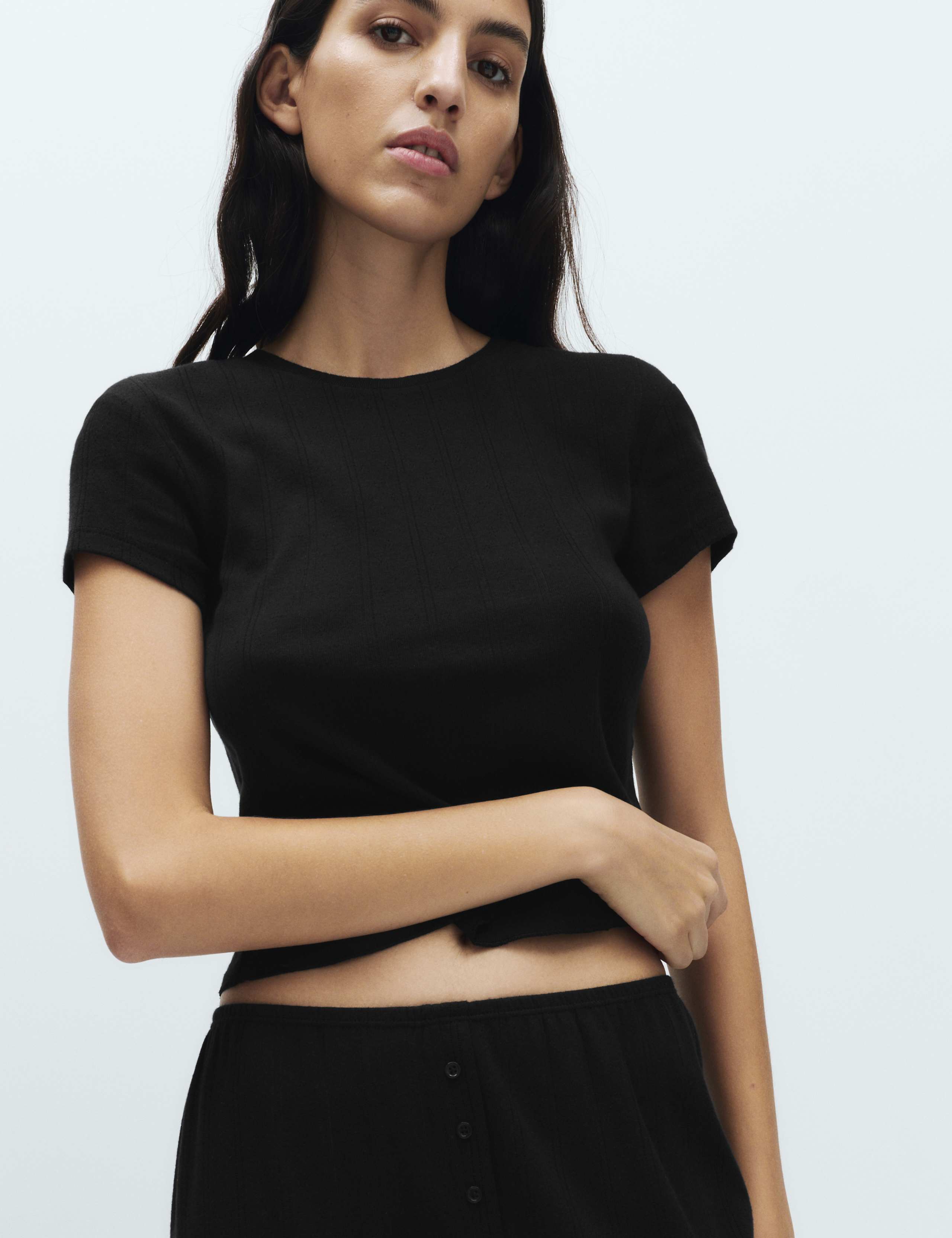 Pure Cotton Pointelle Pyjama Top