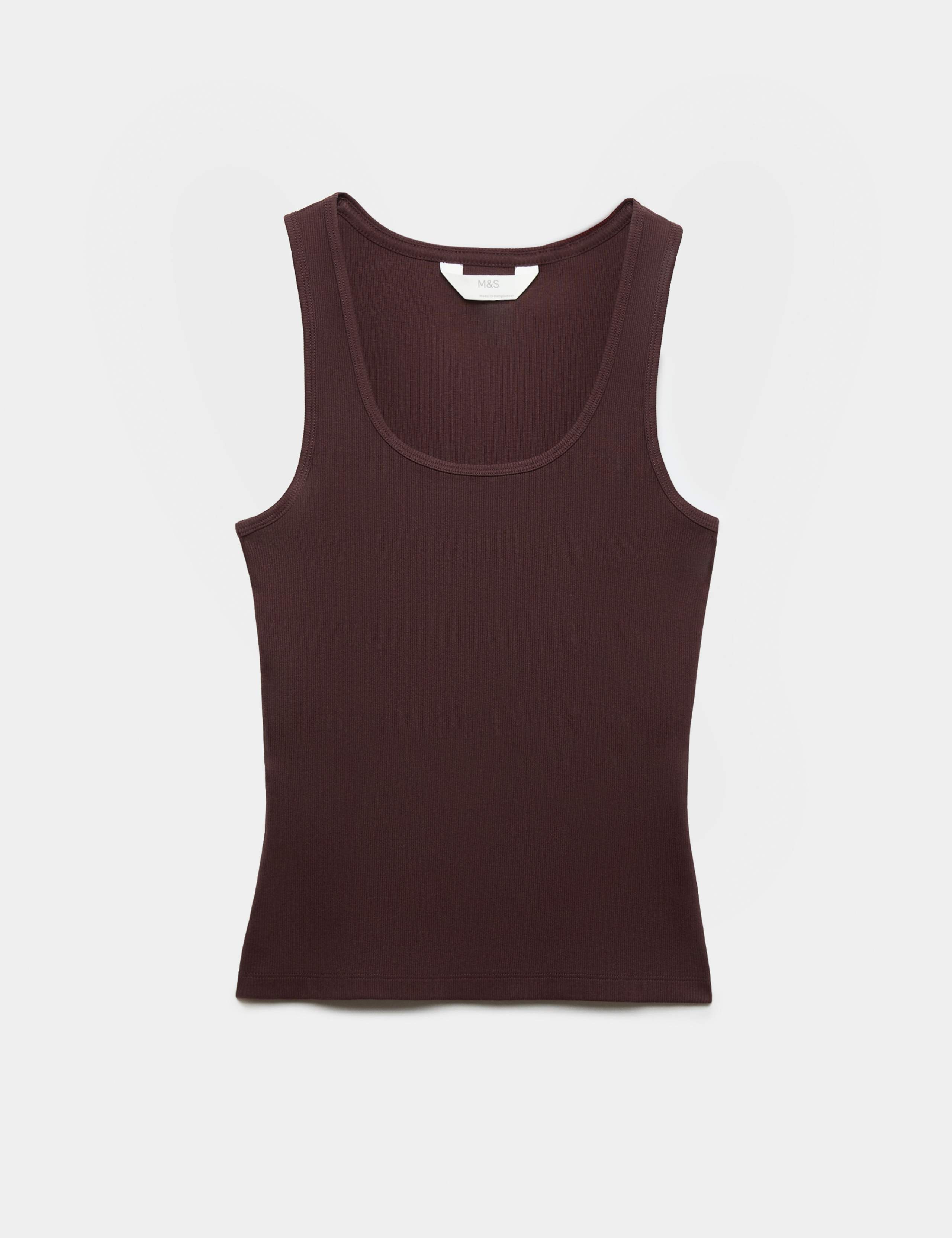 Cotton Rich Ribbed Pyjama Vest Top