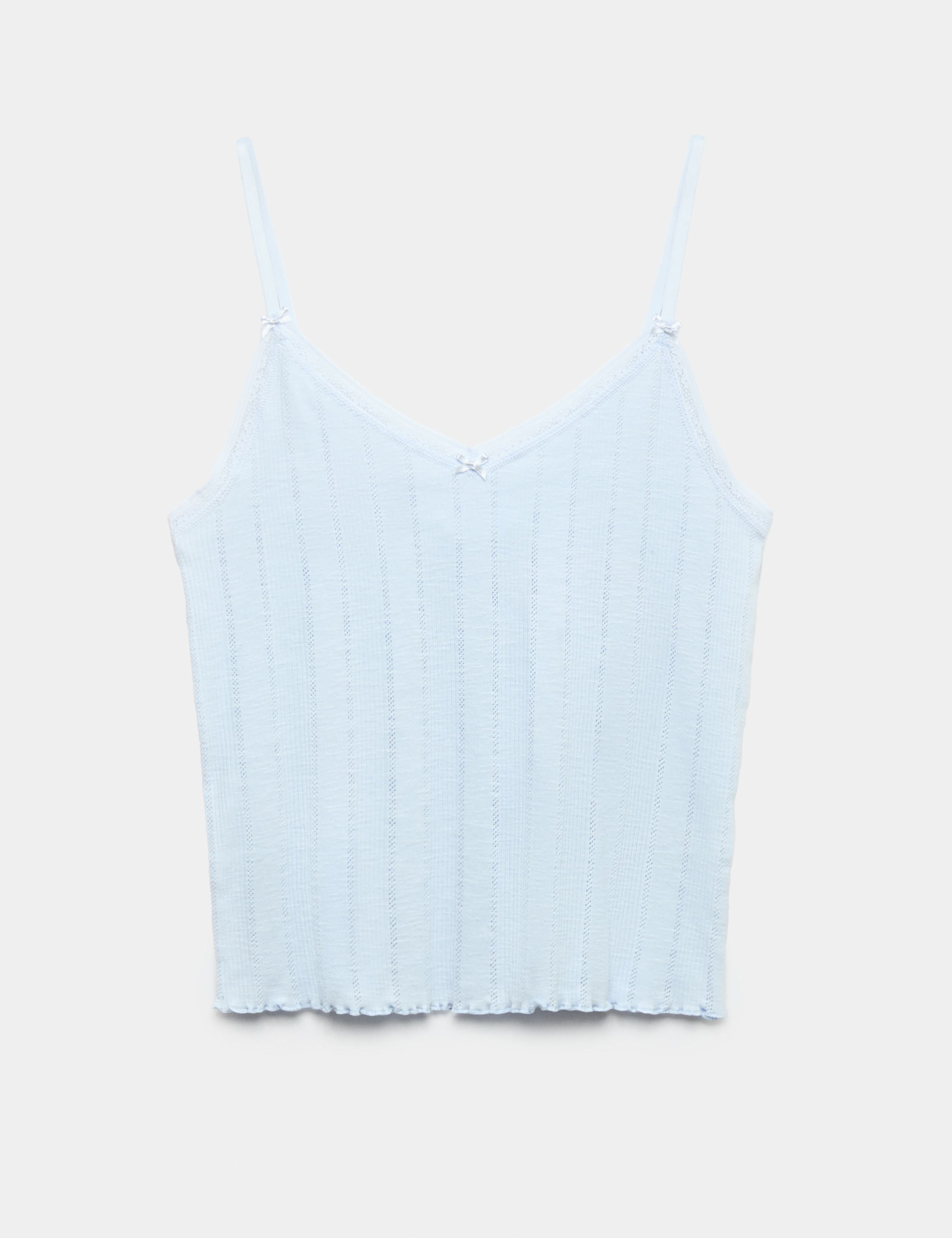Slub Pointelle Lace Cami Pyjama Top