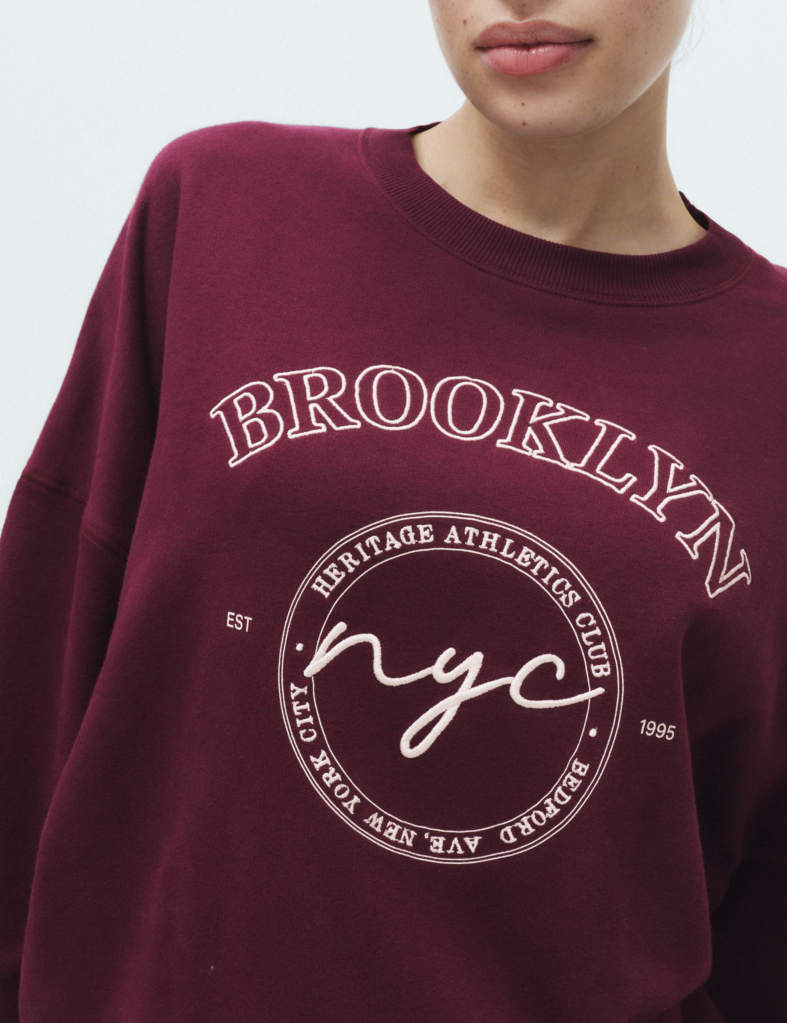 Cotton Rich Embroidered Loopback Sweatshirt