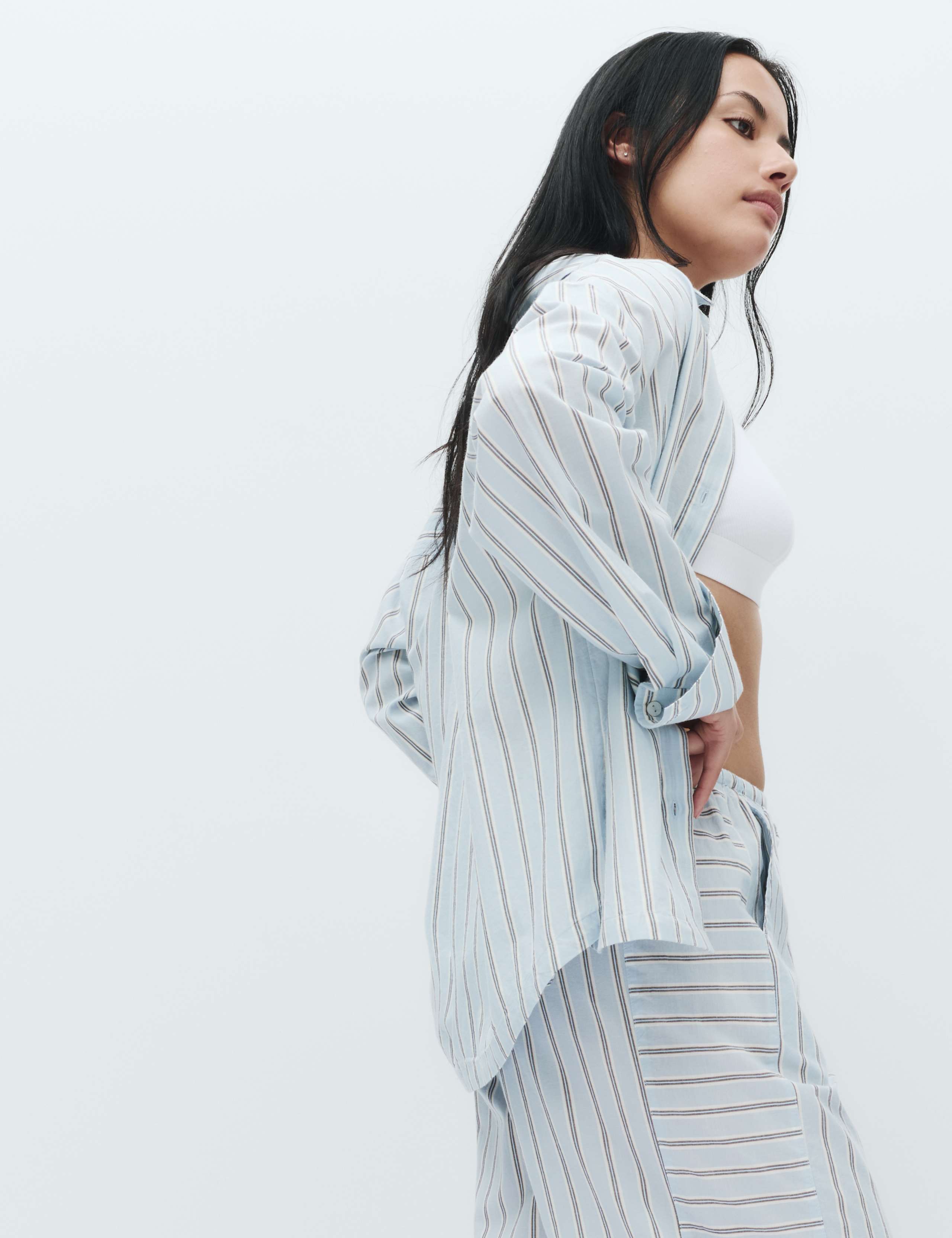 Pure Cotton Striped Pyjama Shirt & Bottom Set 6 of 6
