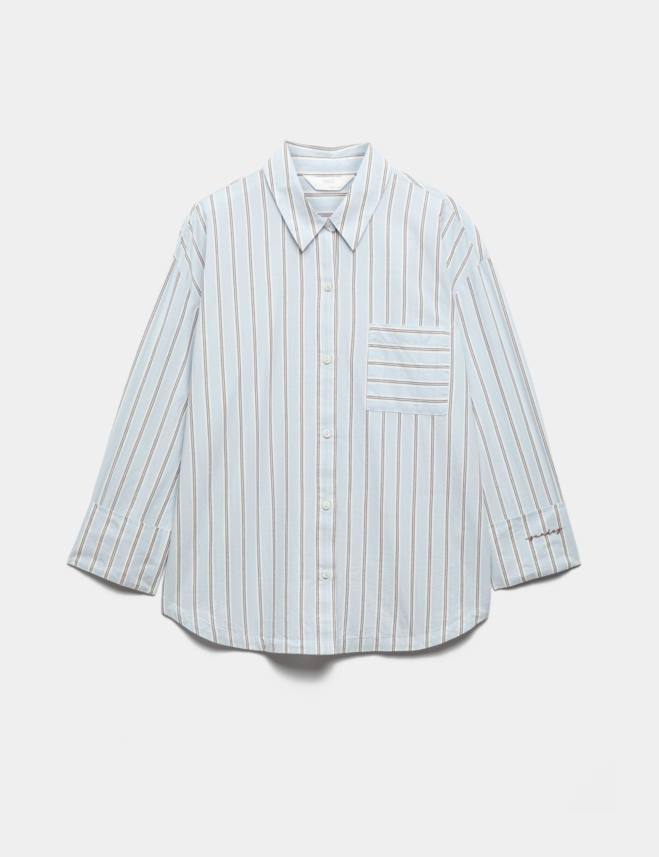 Pure Cotton Striped Pyjama Shirt & Bottom Set 3 of 6