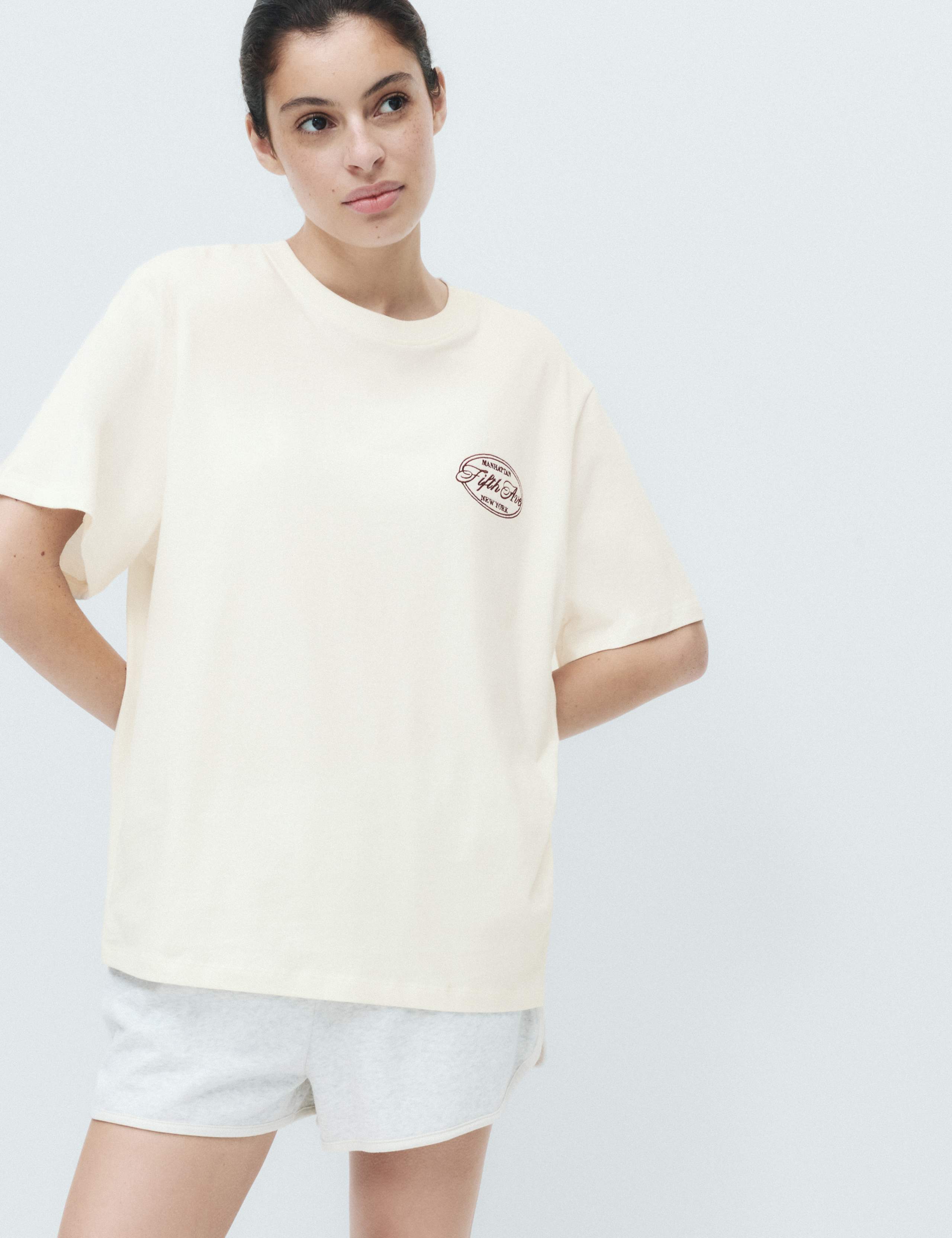Pure Cotton Embroidered Slogan Pyjama Top