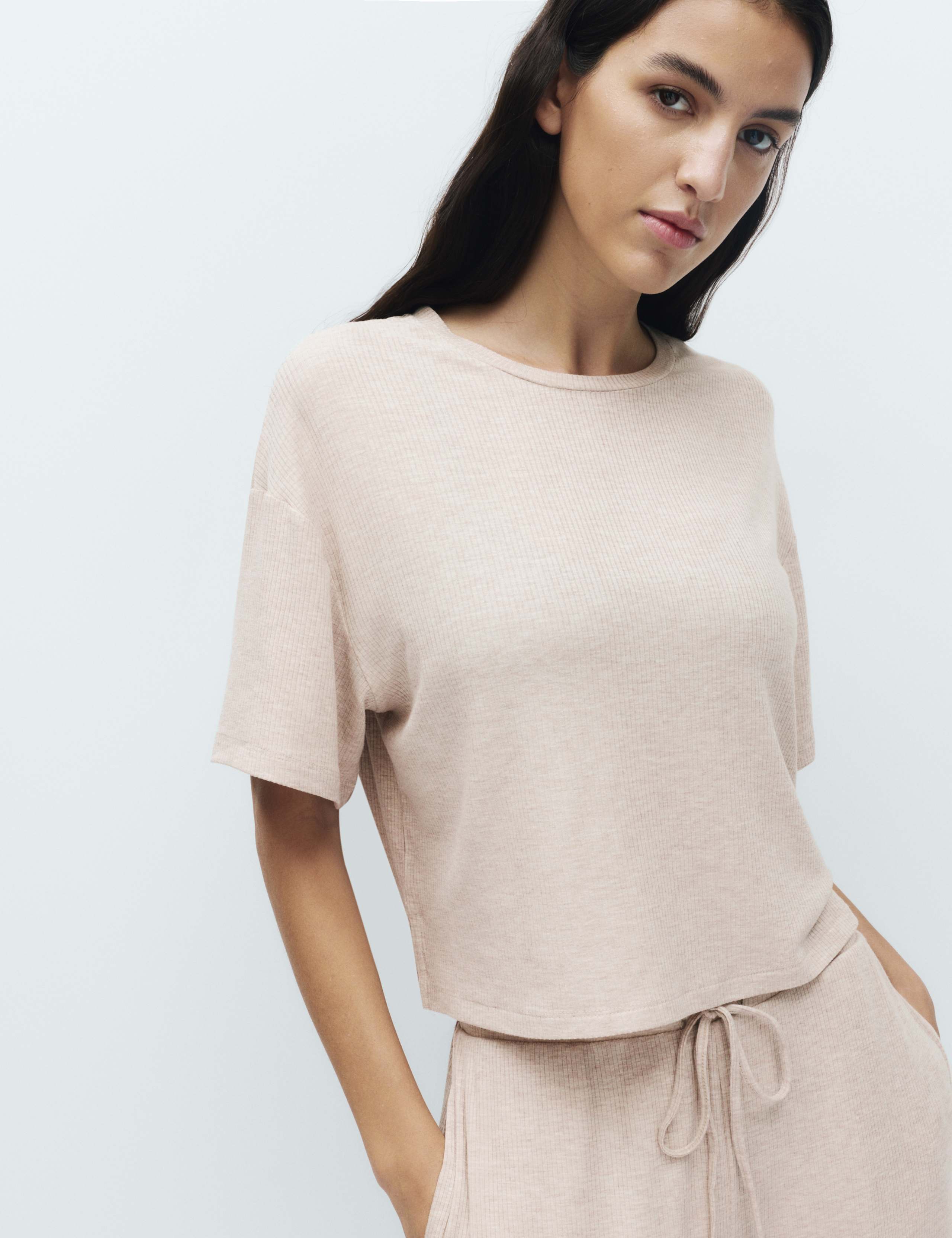 Modal Rich Ribbed Pyjama Top