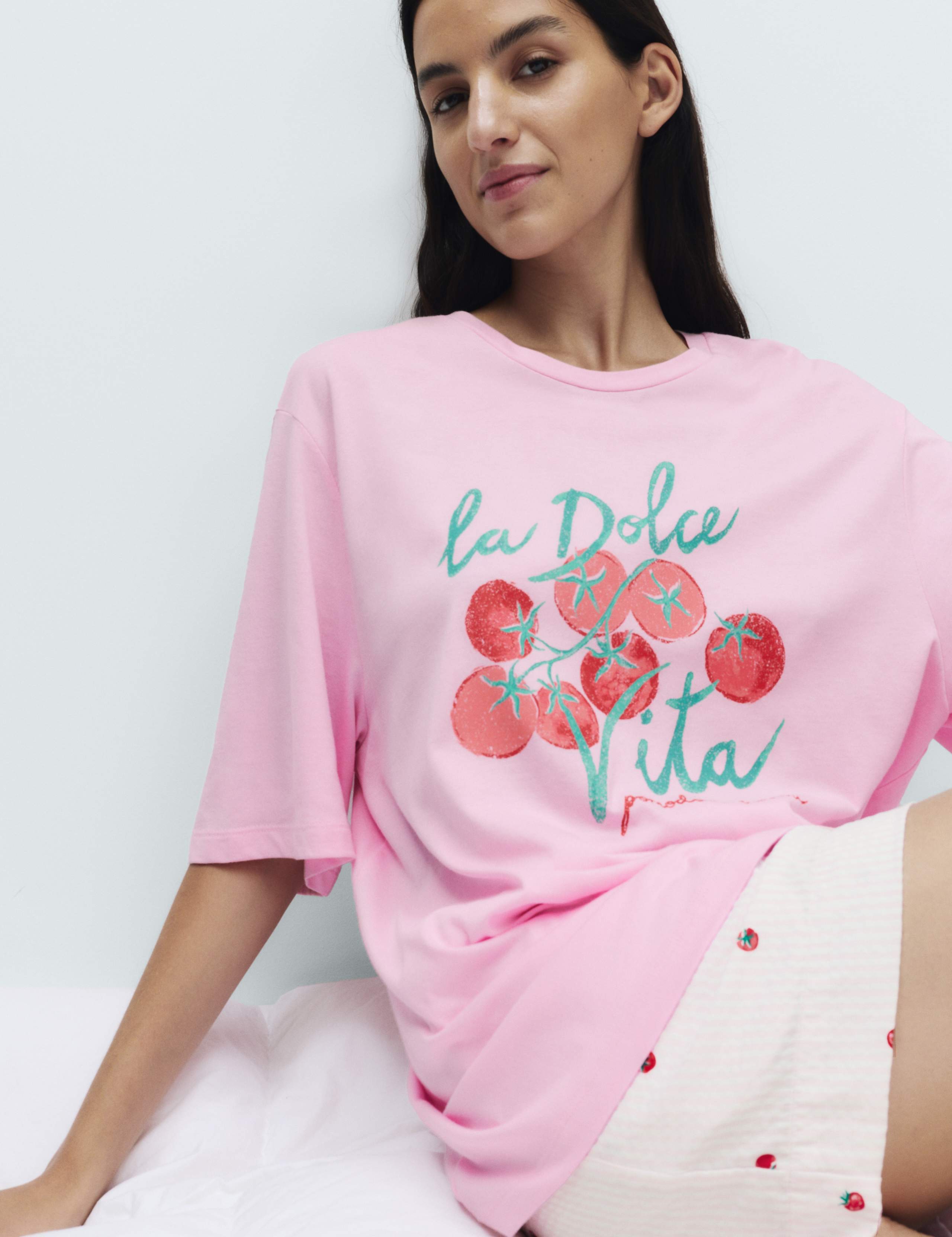 Cotton Modal Tomato Print Pyjama Top