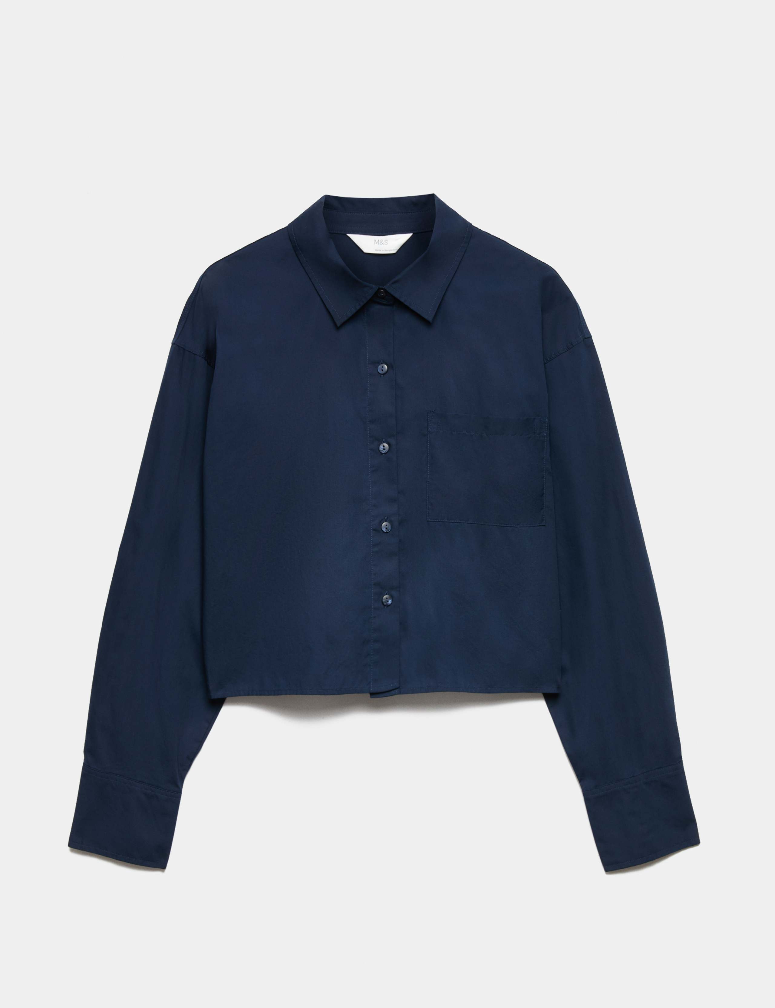 Pure Cotton Cropped Pyjama Shirt